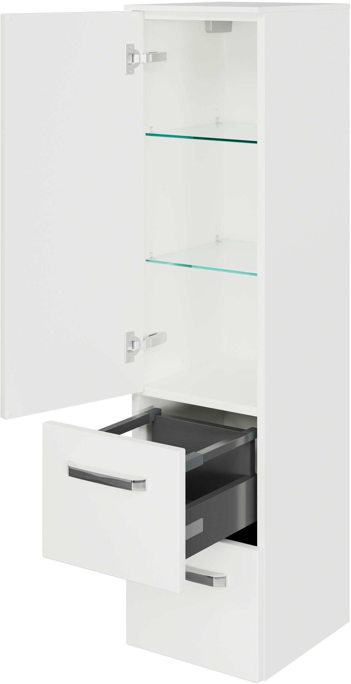 Saphir Badmöbel-Set »Serie 4010 5-teilig Keramik-Waschtisch mit LED-Spiegelschrank«, (Set), Bad Set mit Unterschrank, Hängeschrank, Midischrank, inkl. Türdämpfer