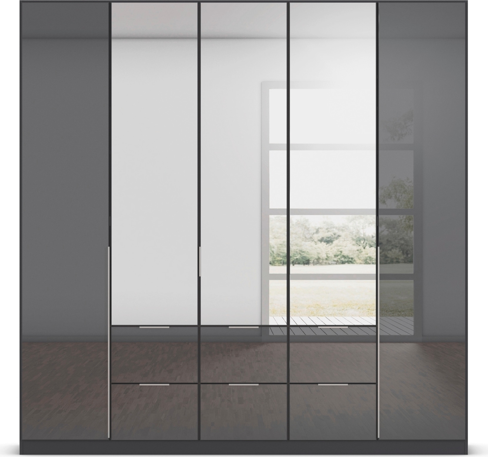 rauch Drehtürenschrank »Kleiderschrank Kleiderschränke Schrank Garderobe AGORDO mit Glasfront«, mit Außenschubkästen, in 6 Breiten und 2 Höhen MADE IN GERMANY