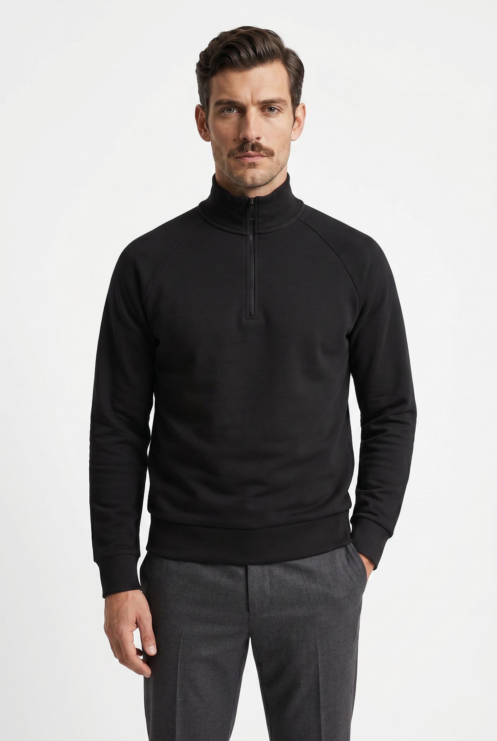BOSS GREEN Sweatshirt, Troyer-Form, Regular Fit, Baumwollmischung