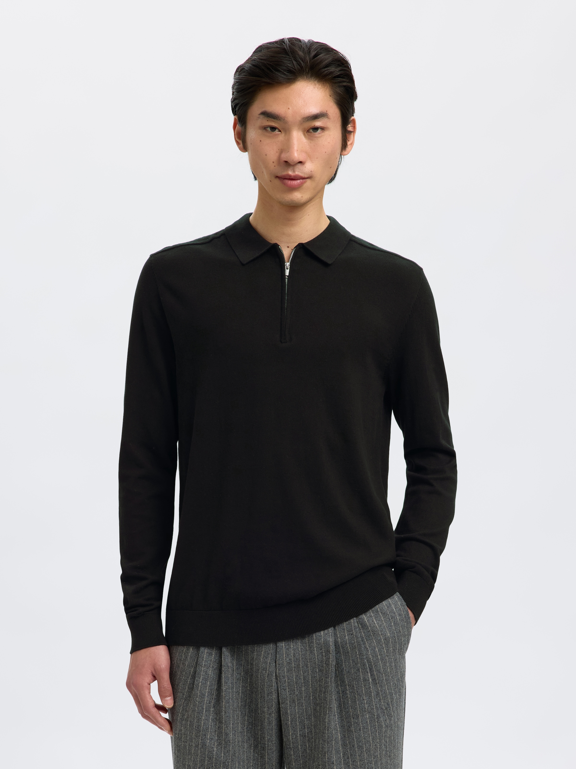 SELECTED Polokragenpullover "SLHBERG LS HALF ZIP POLO NOOS" günstig online kaufen