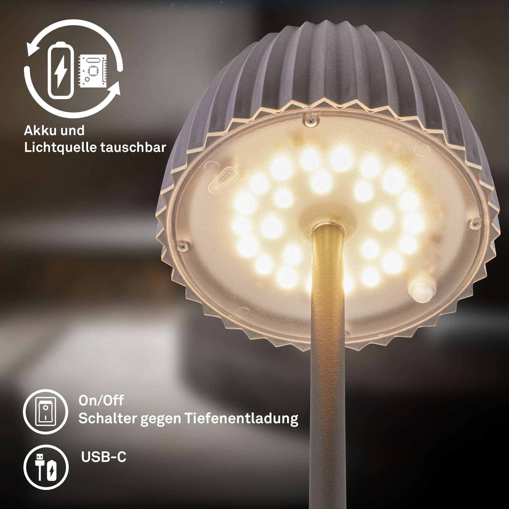 Briloner Leuchten LED Stehlampe »Akku LED Stehleuchte, anthrazit«