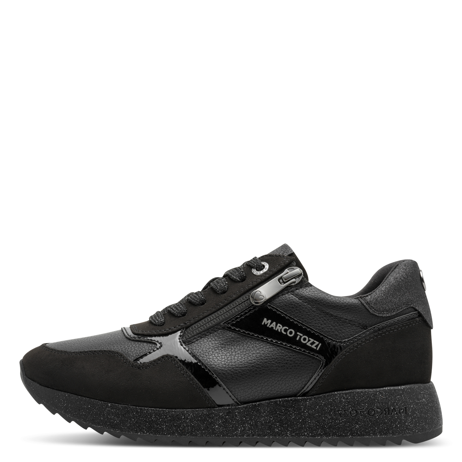 MARCO TOZZI Keilsneaker  Freizeitschuh, Schnürer im stylischen Materialmix