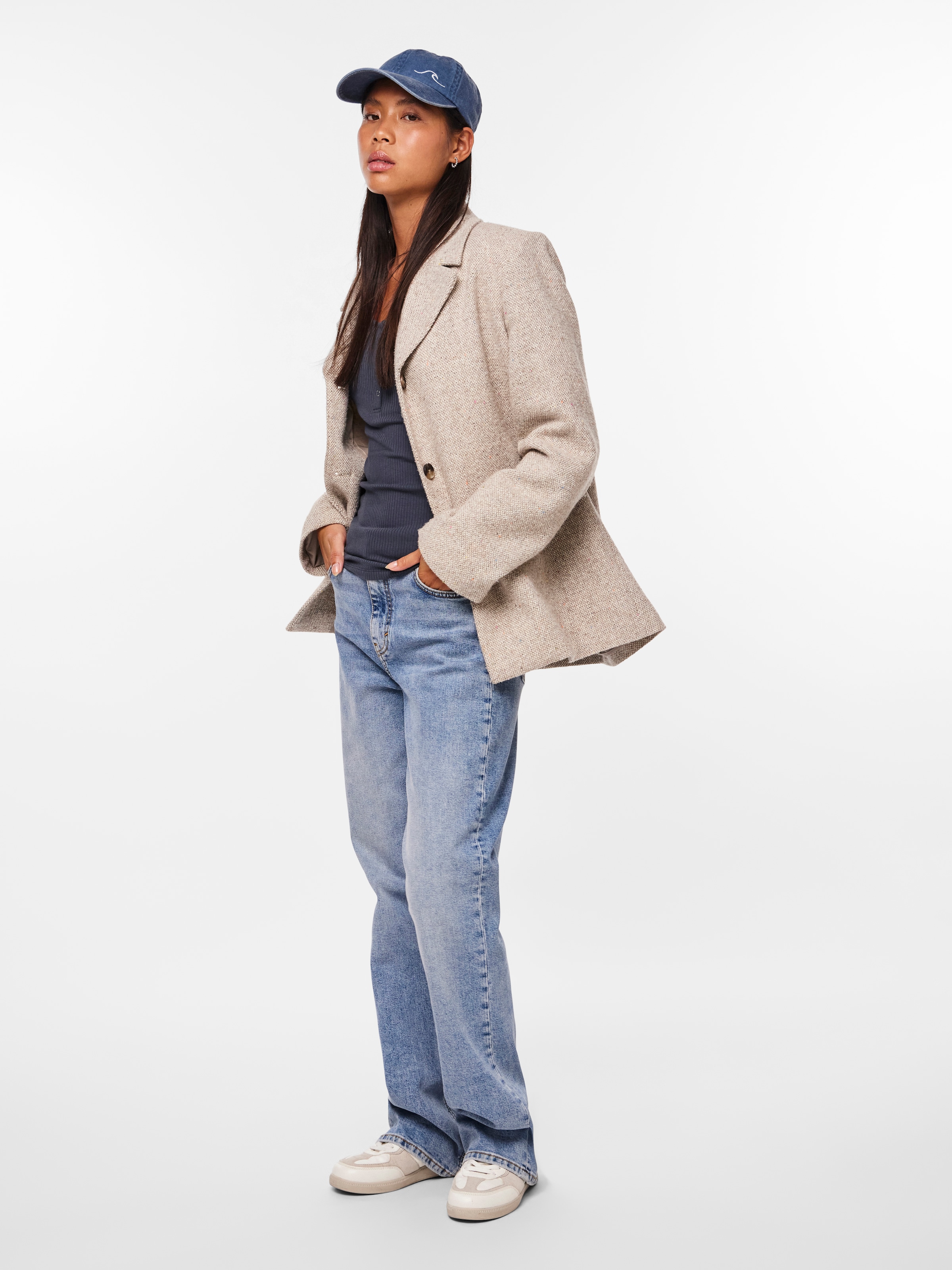 pieces Kurzarmshirt »PCKITTE SS TOP NOOS BC« Baumwollmischung, slim fit