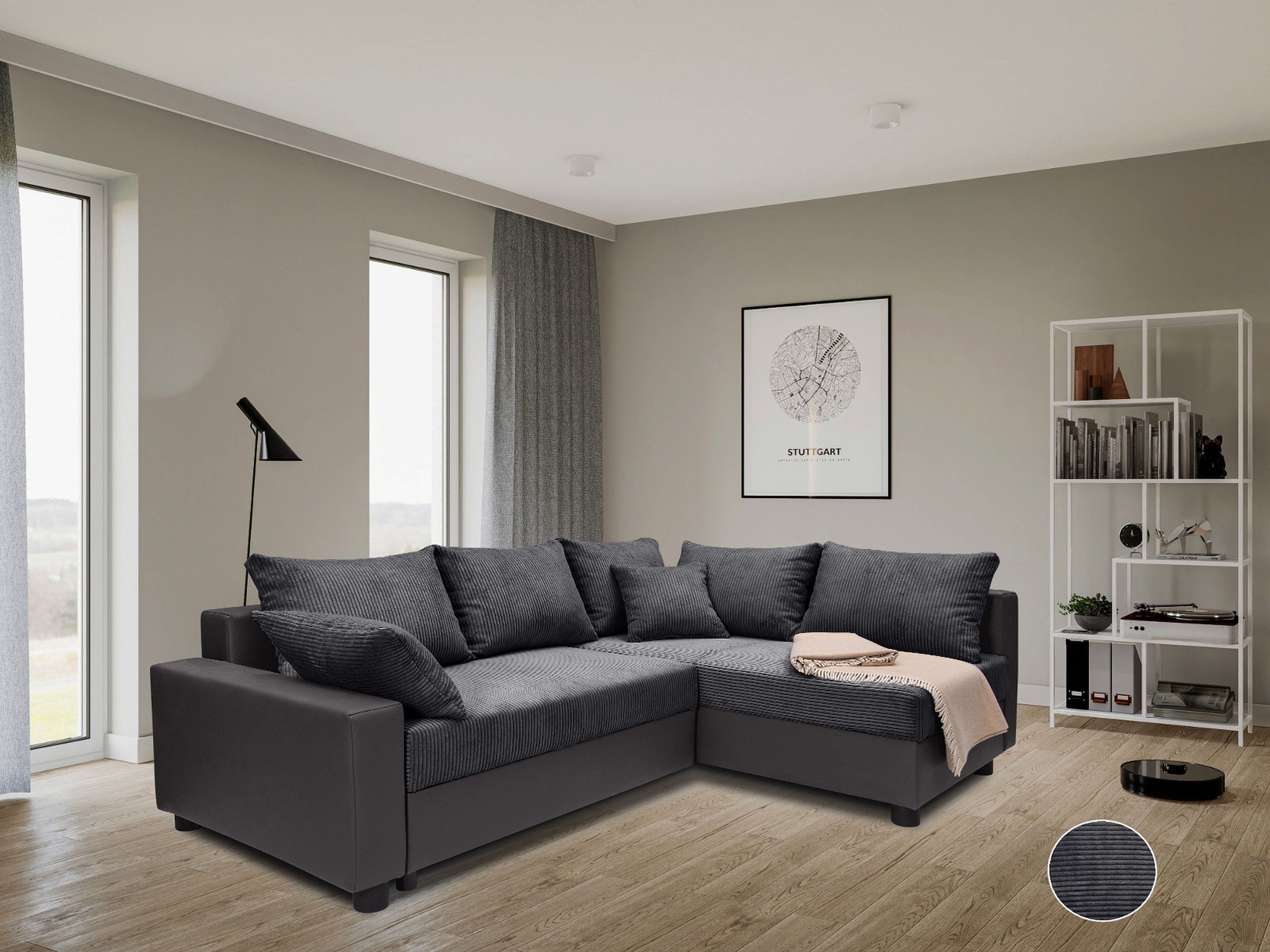 COLLECTION AB Ecksofa "Parma L-Form, B: 224 cm" Schlaffunktion, Bettkasten & 2 Zierkissen, Federkern