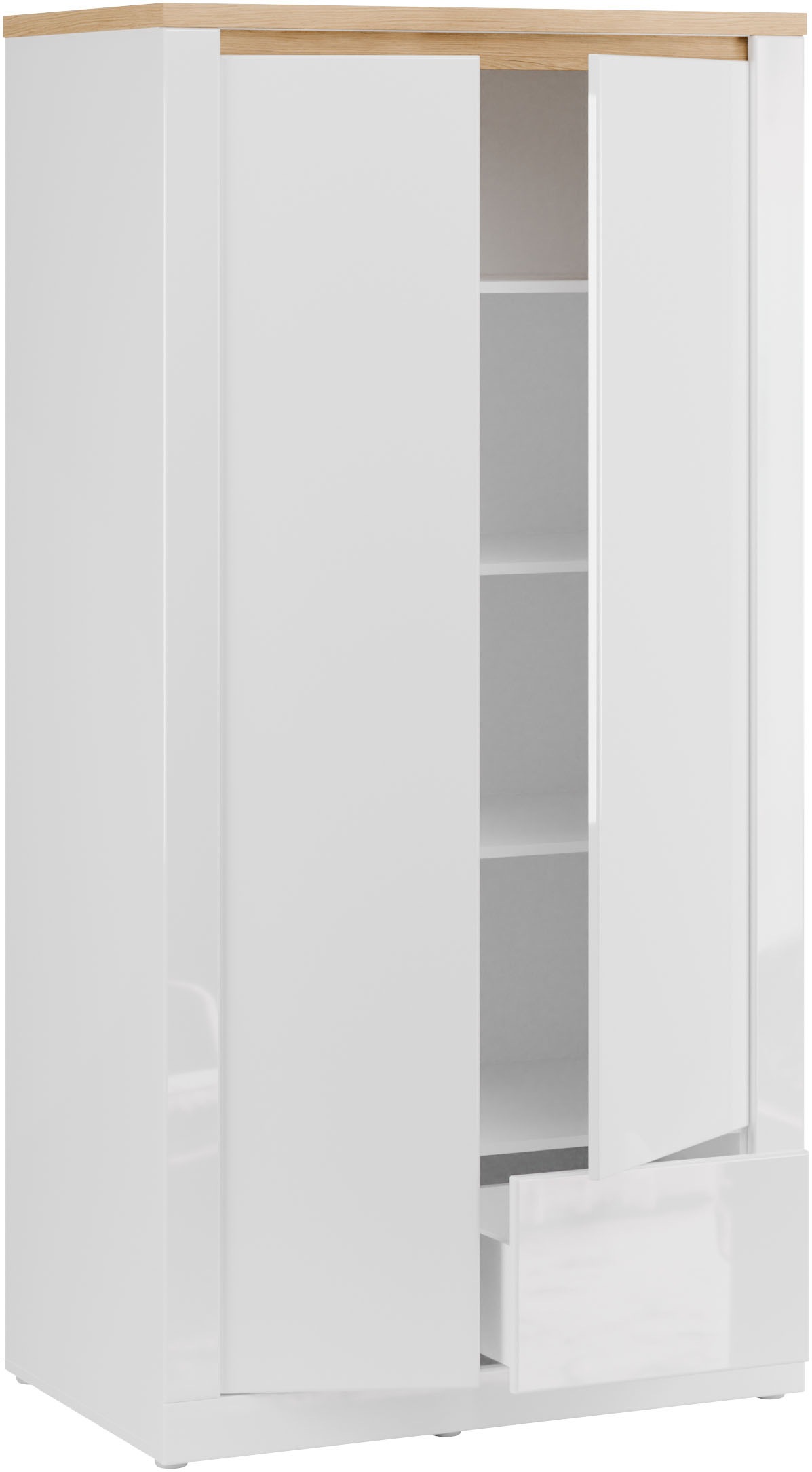 FORTE Kleiderschrank »grifflos, Push to Open, Front glänzend« B/H/T 96,4/192,2/59,7 cm inklusive Beleuchtung