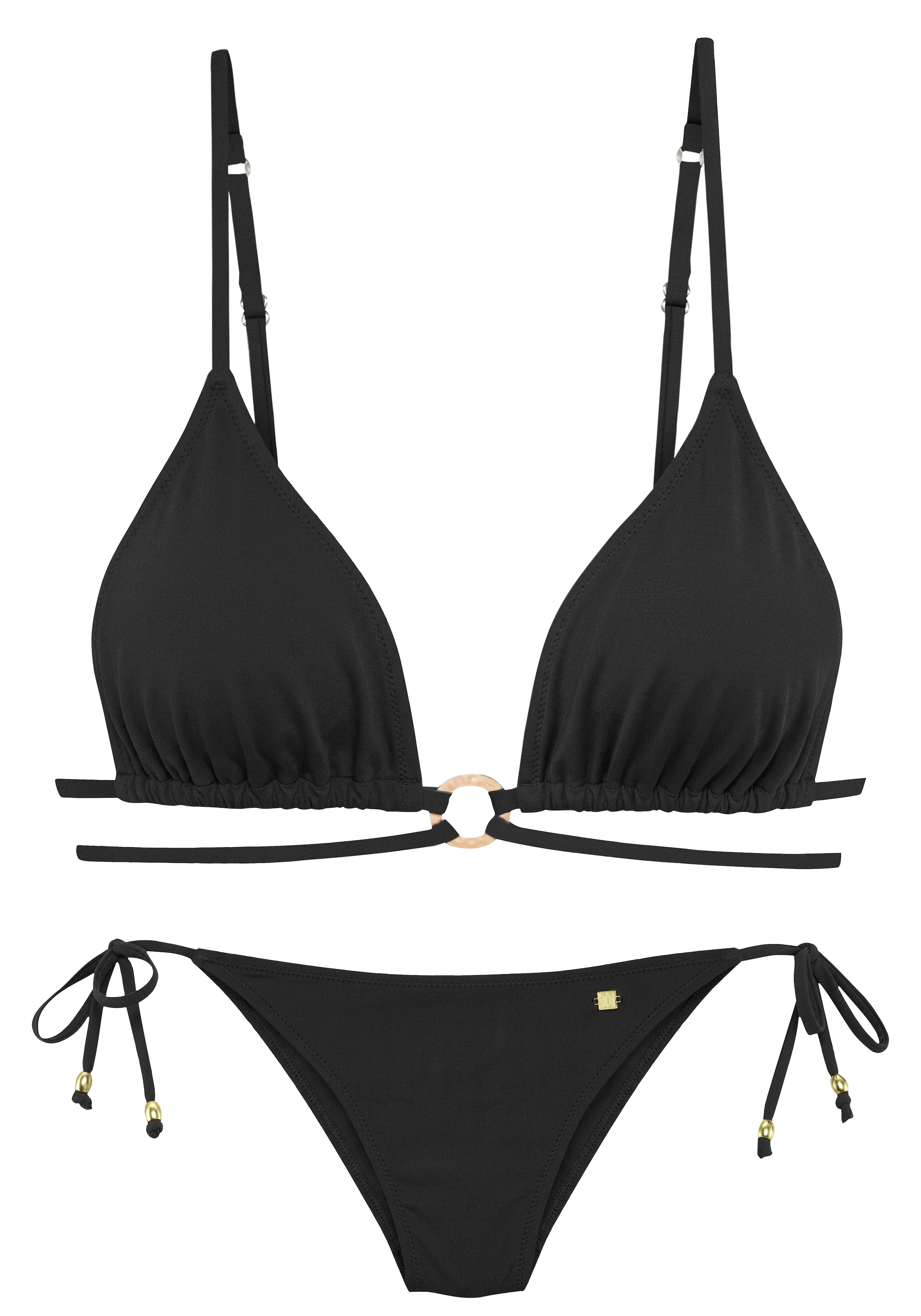 JETTE Triangel-Bikini mit strukturiertem Zierring und zusätzlichem Bindeband