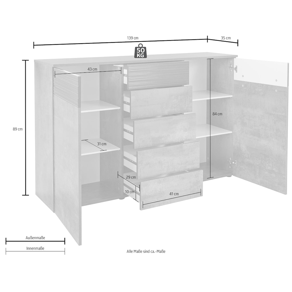 Highboard »Florenz«, Breite 139 cm