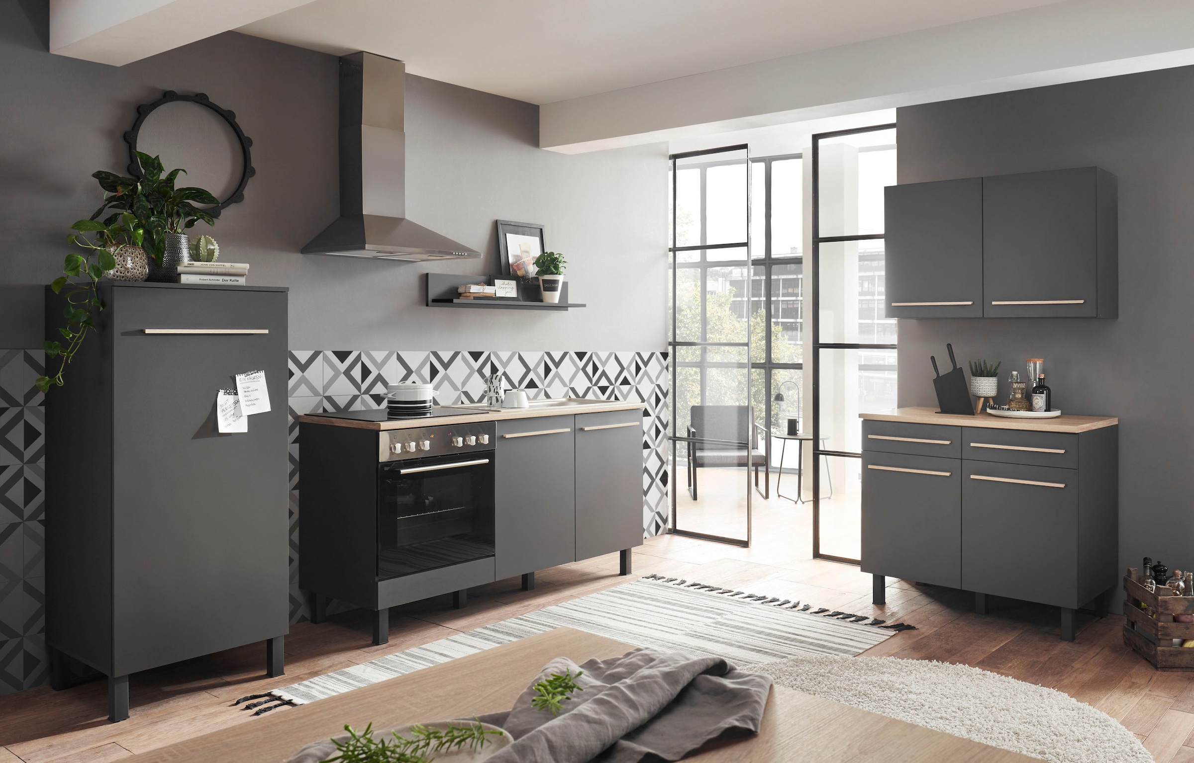 BASIC by Balculina Pantryküche »Bilberry«, Breite 160 cm