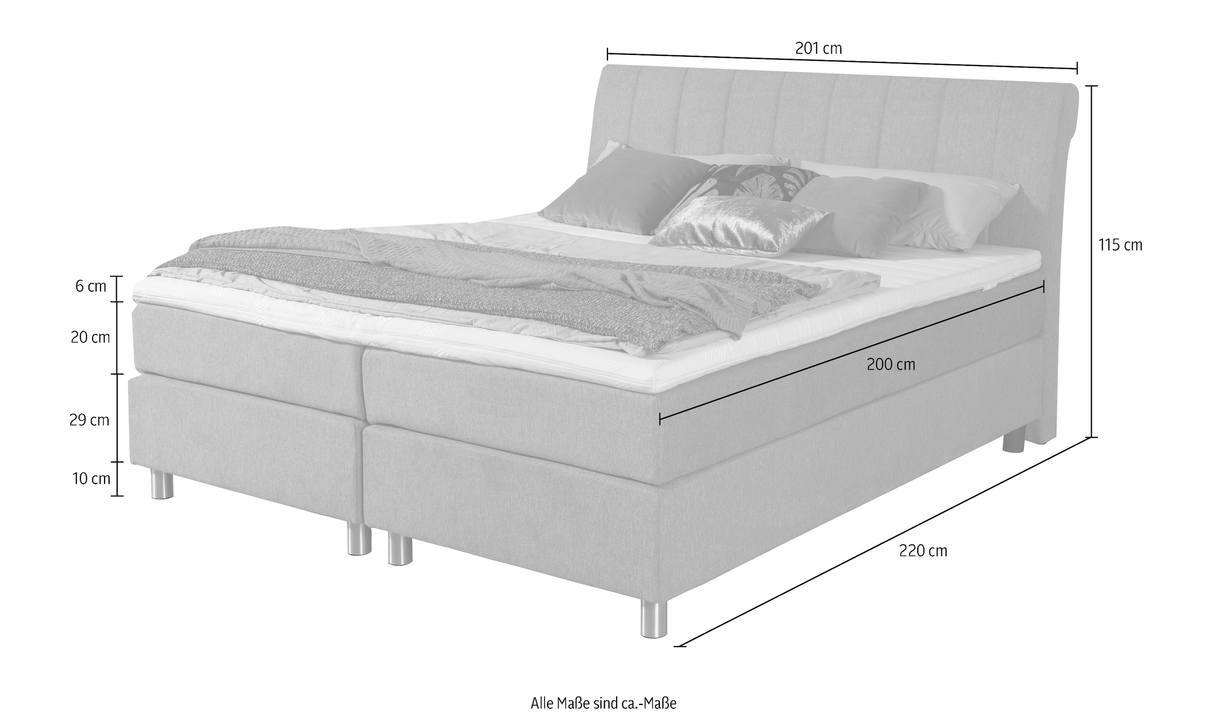 ADA trendline Boxspringbett »Elsa fix«, inklusive Matratze und Topper, in verschiedenen Größen und Härtegraden