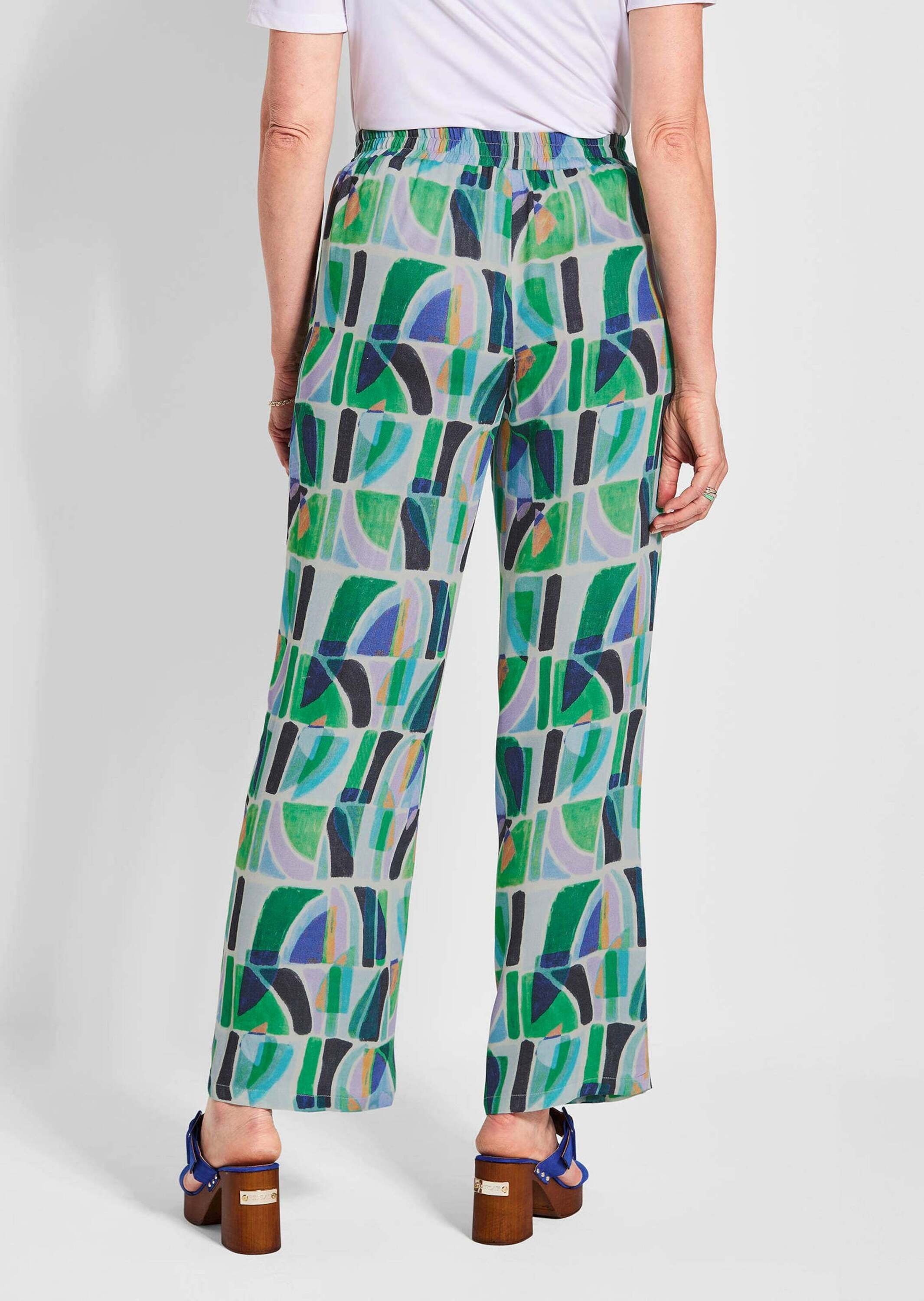 GOLDNER Schlupfhose »Kurzgröße Print Schlupfhose VERA in Grün«