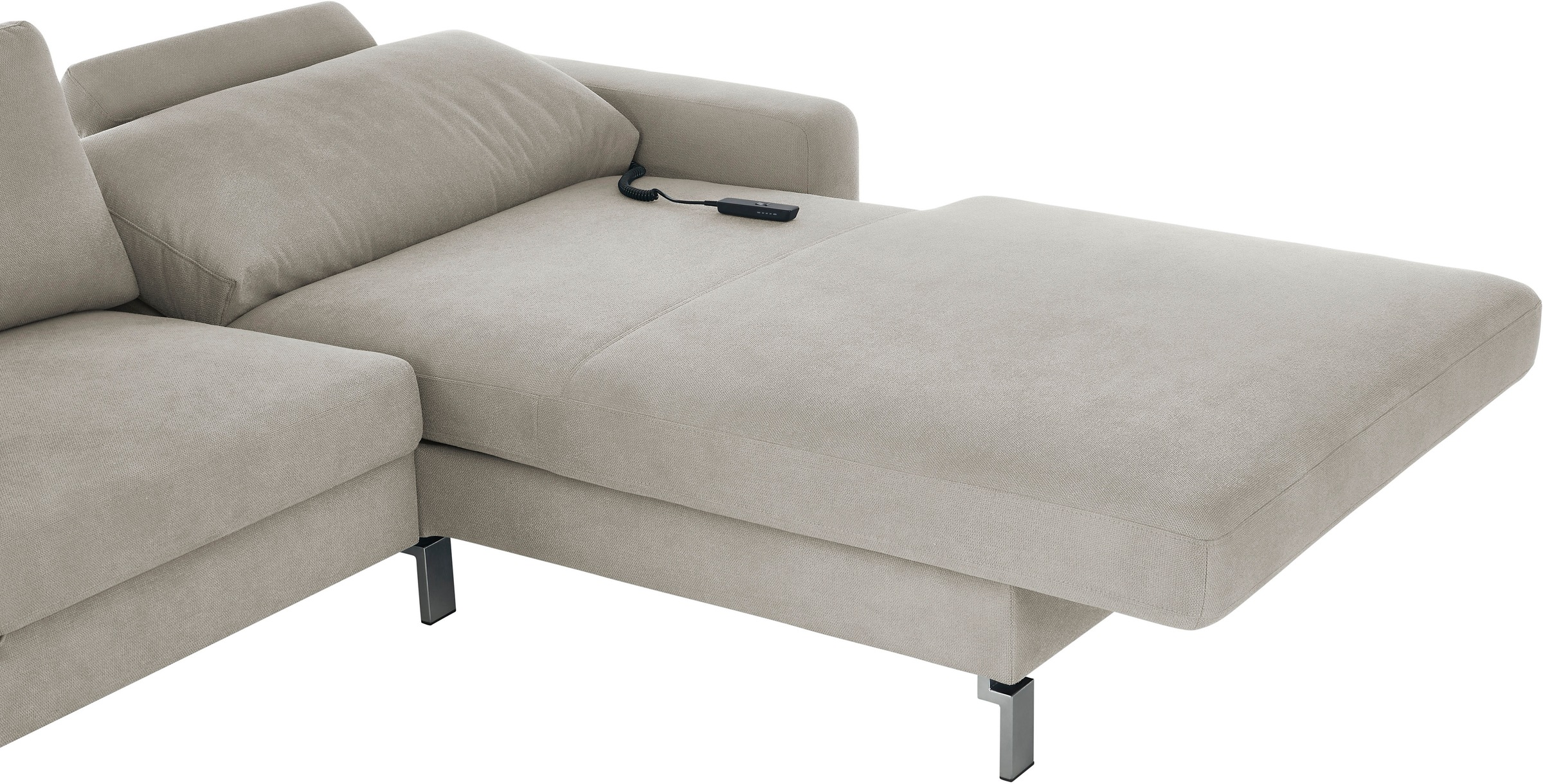 3C Candy Ecksofa »Lecce, wahlweise PUR-Schaumstoff oder Tonnentaschenfederkern«, Bett im 2,5-Sitzer, teilmotorische Schlaffunktion im Longchair, L-Form