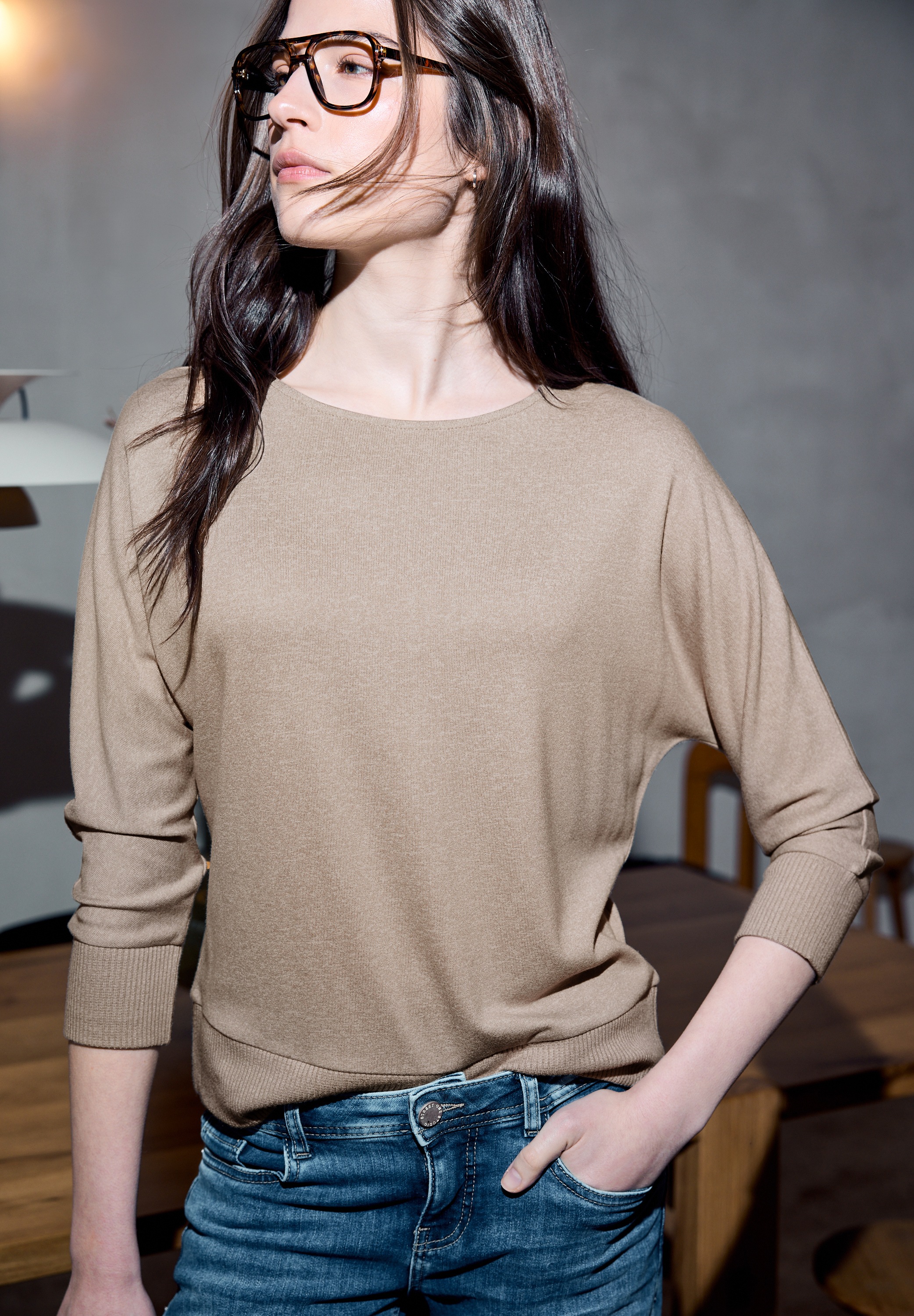 STREET ONE STUDIO 3/4-Arm-Shirt mit U-Boot-Ausschnitt günstig online kaufen