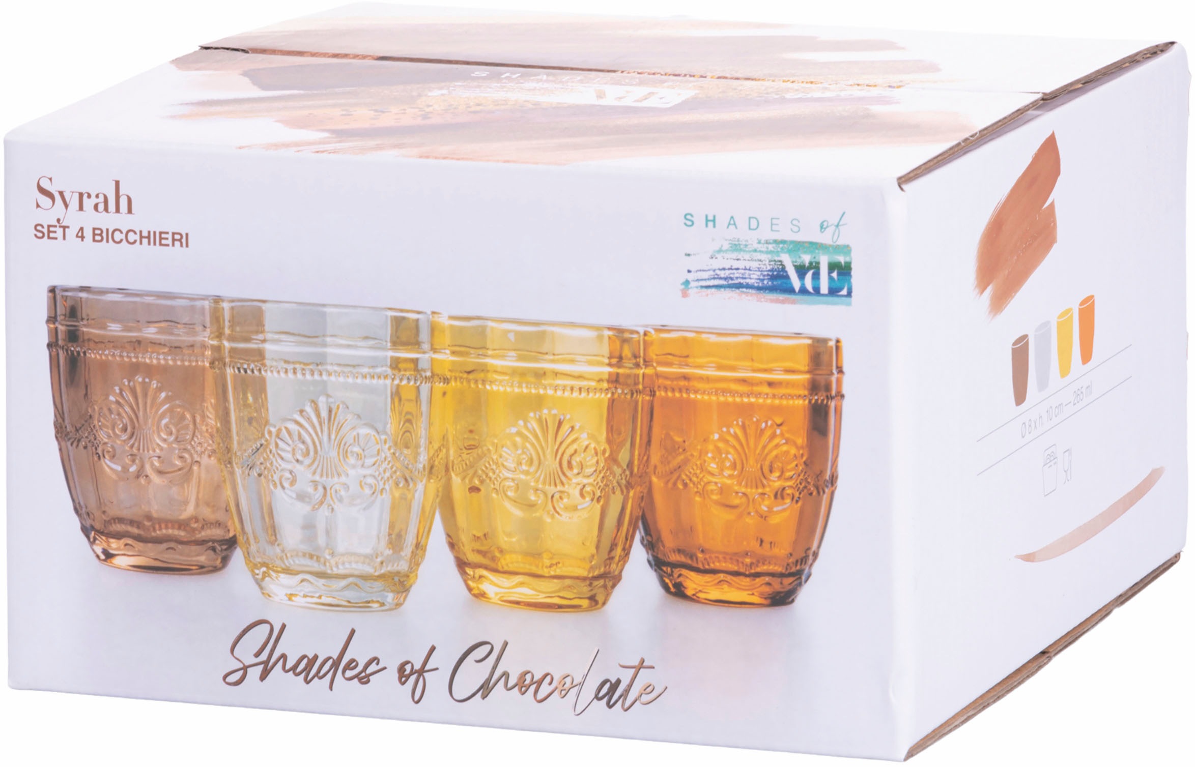 Villa d'Este Gläser-Set »Syrah Chocolate«, (Set, 4 tlg.), Wassergläser-Set, 4-teilig, Inhalt 265 ml