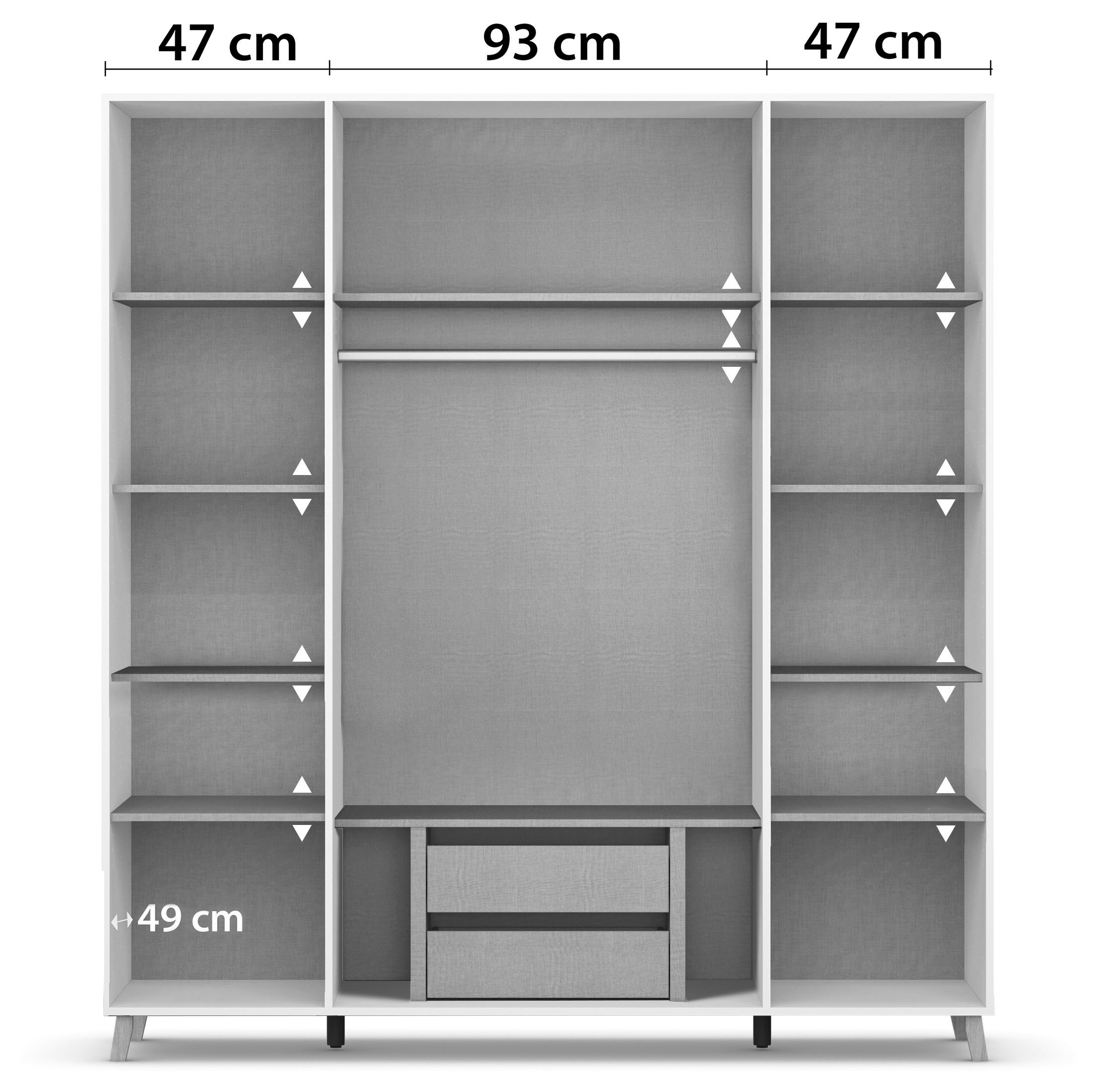 rauch Drehtürenschrank »Kleiderschrank Schrank Garderobe Wäscheschrank SHINJO«, (in 3 verschiedenen Ausstattungen BASIC/CLASSIC/PREMIUM), Griffe und Füße aus Massivholz, viel Stauraum MADE IN GERMANY