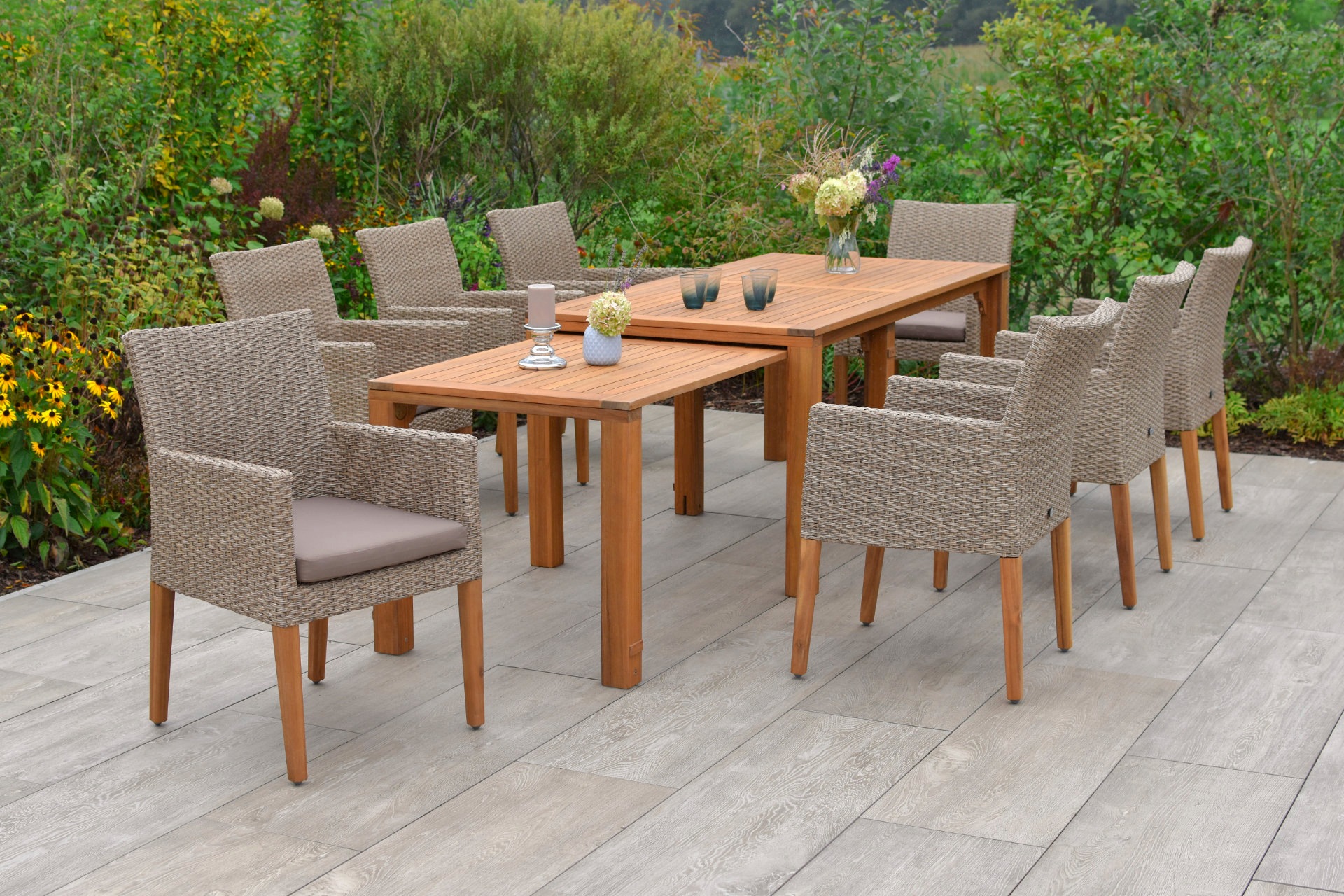 MERXX Garten-Essgruppe "Ranzano" Set, 17 Stk. tlg. 8 Sessel inkl. Sitzkisse günstig online kaufen