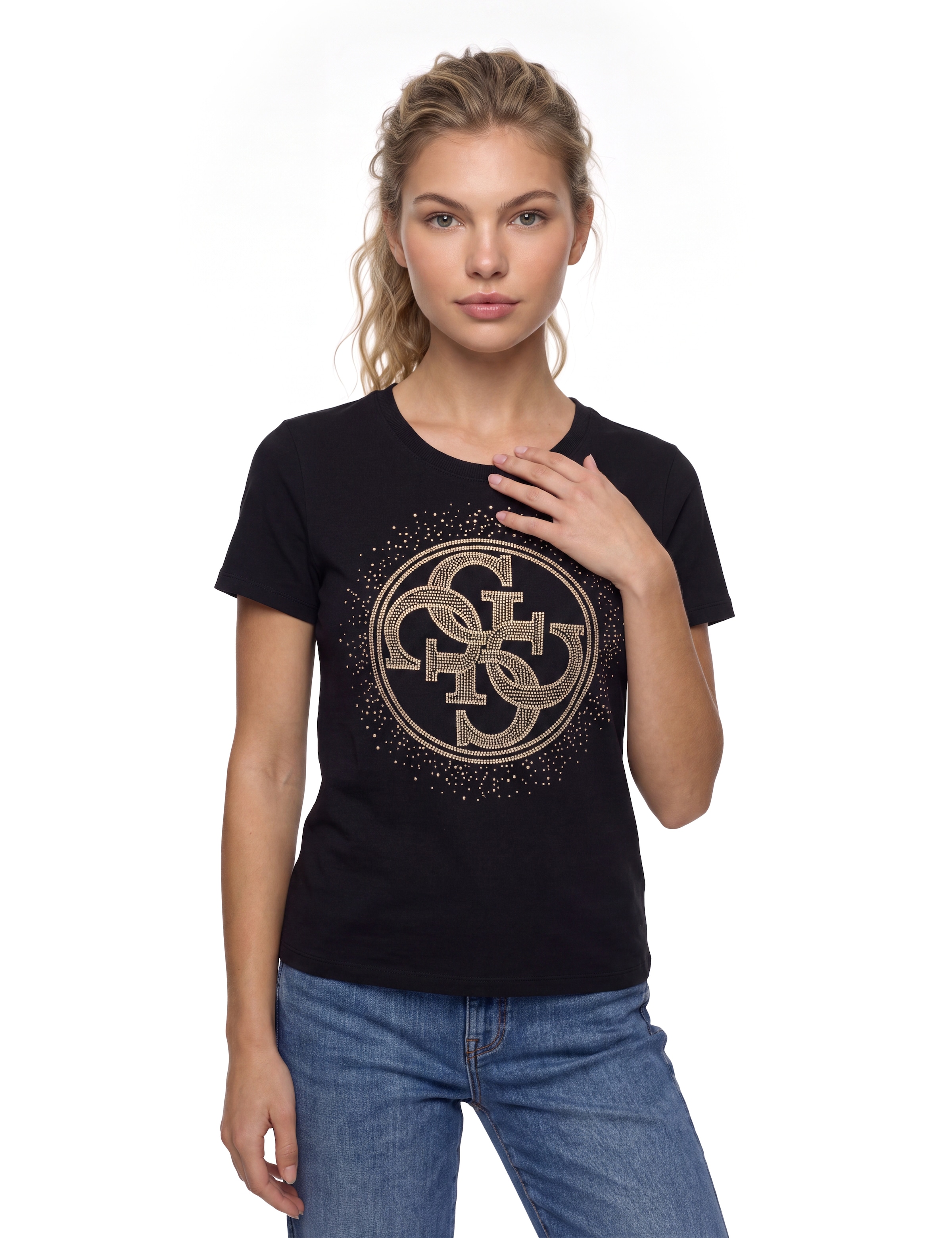 Guess Damen Schwarz T-Shirt W6bi30 Regular Fit - Bild 2