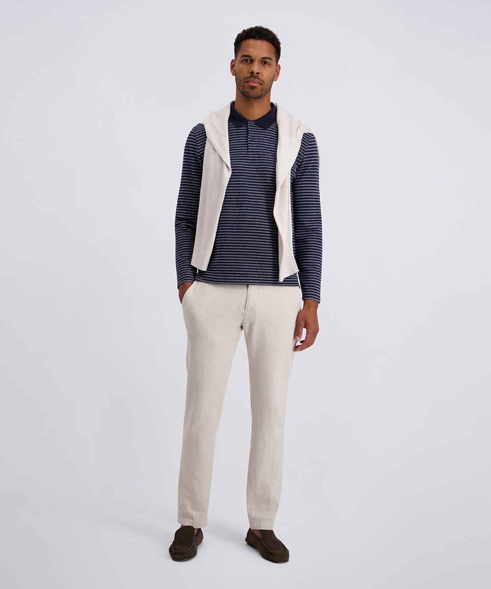 Langarm-Poloshirt PIERRE CARDIN, Herren, Gr. XXL, salute, Piqué, Obermaterial: 46% Baumwolle, 46% Polyester, 8% Elasthan, gestreift, normal normal, ohne Ausschnitt, abgesteppt, Shirts, Piqué Interlock im Streifendessin 6