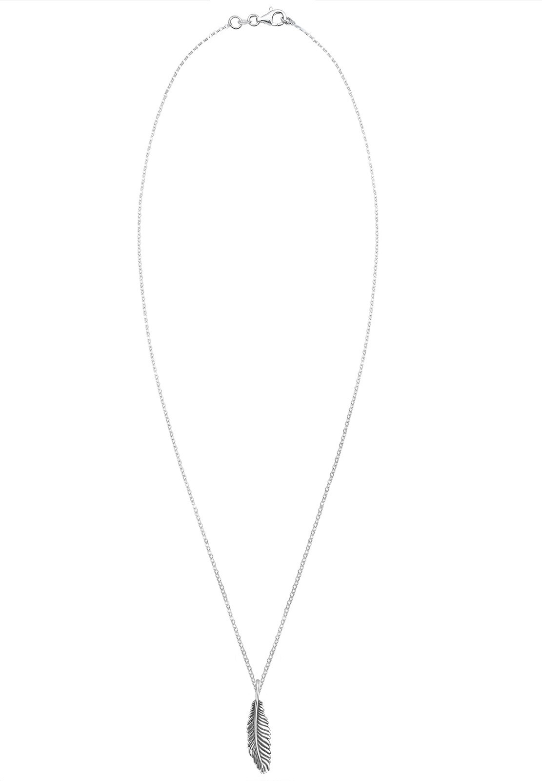Kette mit Anhänger KUZZOI "Herren Feder Vogel 925 Silber", silber, Halsketten, Herren, 55, ohne Stein, Silber 925 (Sterlingsilber), L: 55 2