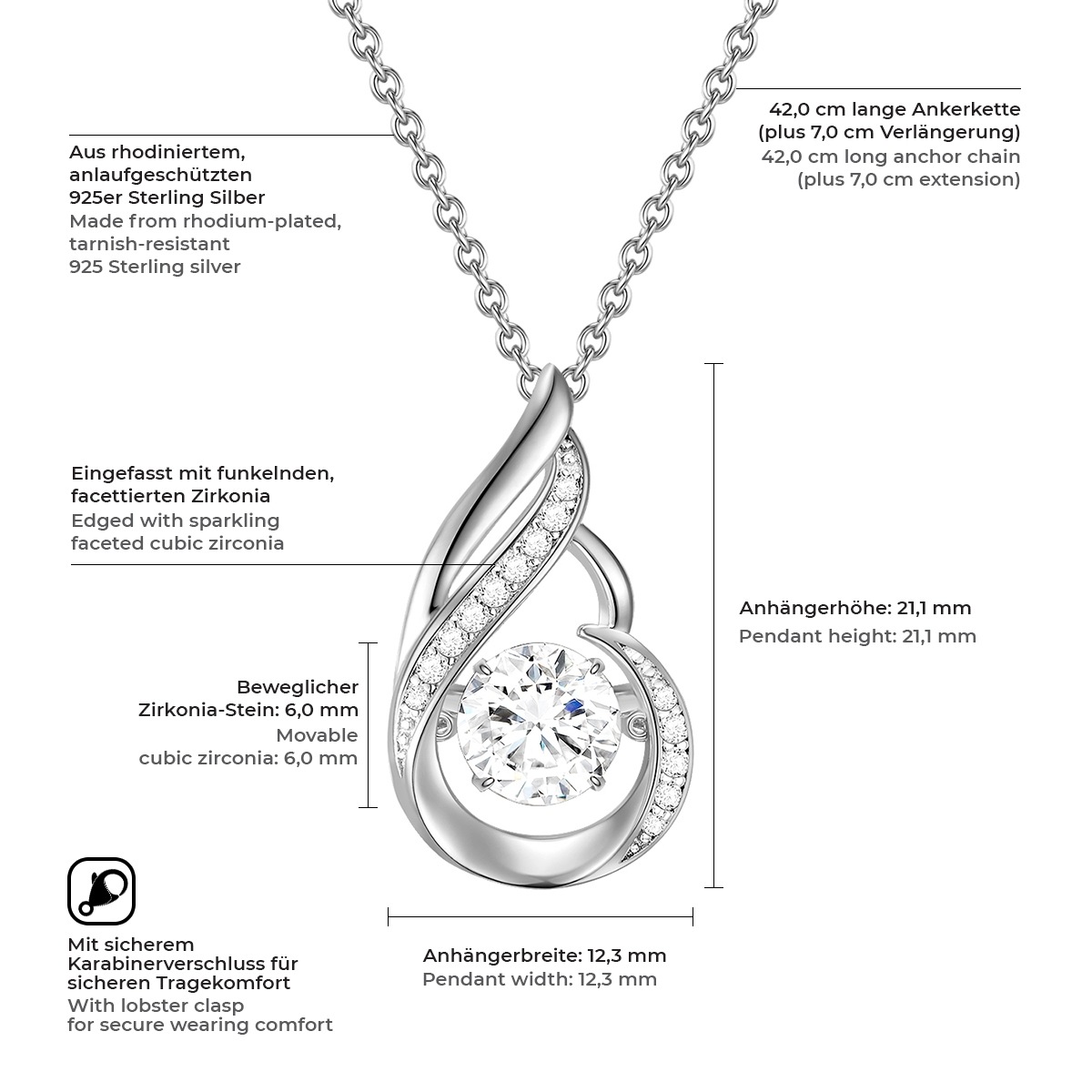 Rafaela Donata Kette mit Anhänger »G852« aus Sterling Silber