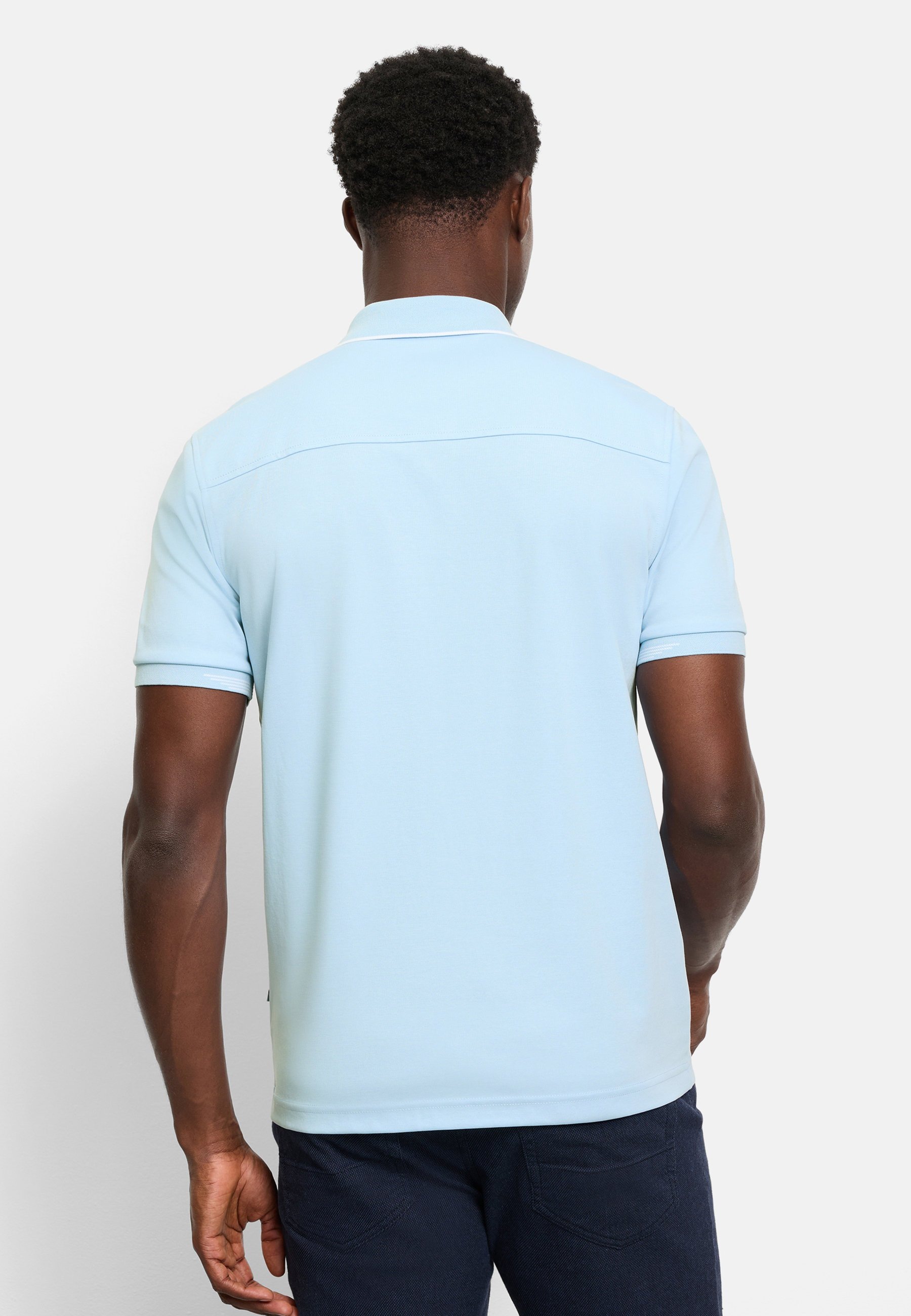Poloshirt OLYMP "OLYMP Wirk Casual - Polo", Herren, Gr. M, blau (bleu), Jersey, Obermaterial: 51% Baumwolle, 49% Polyester, regular fit, Shirts 3