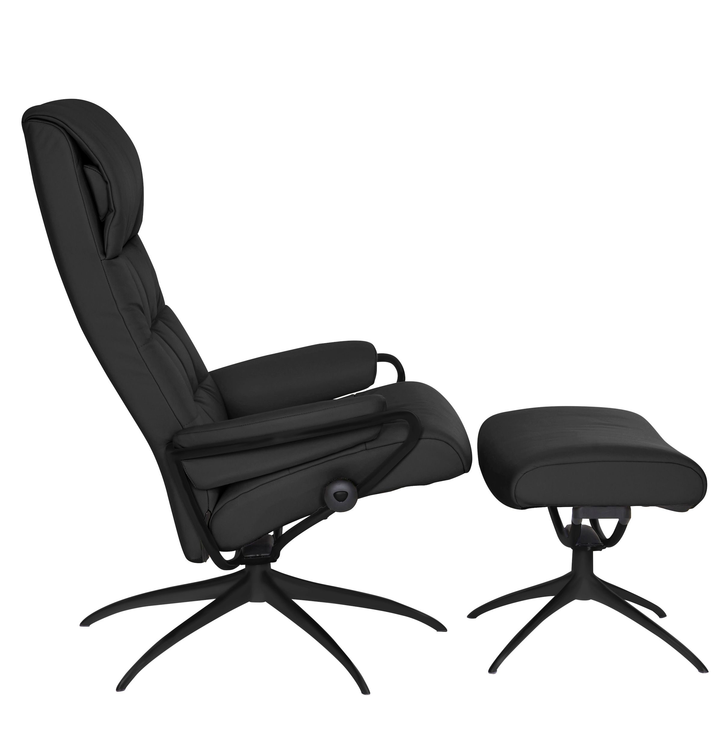 Stressless® Relaxsessel »London«, (Set, Relaxsessel mit Hocker), mit Hocker, High Back, mit Star Base, Gestell Schwarz
