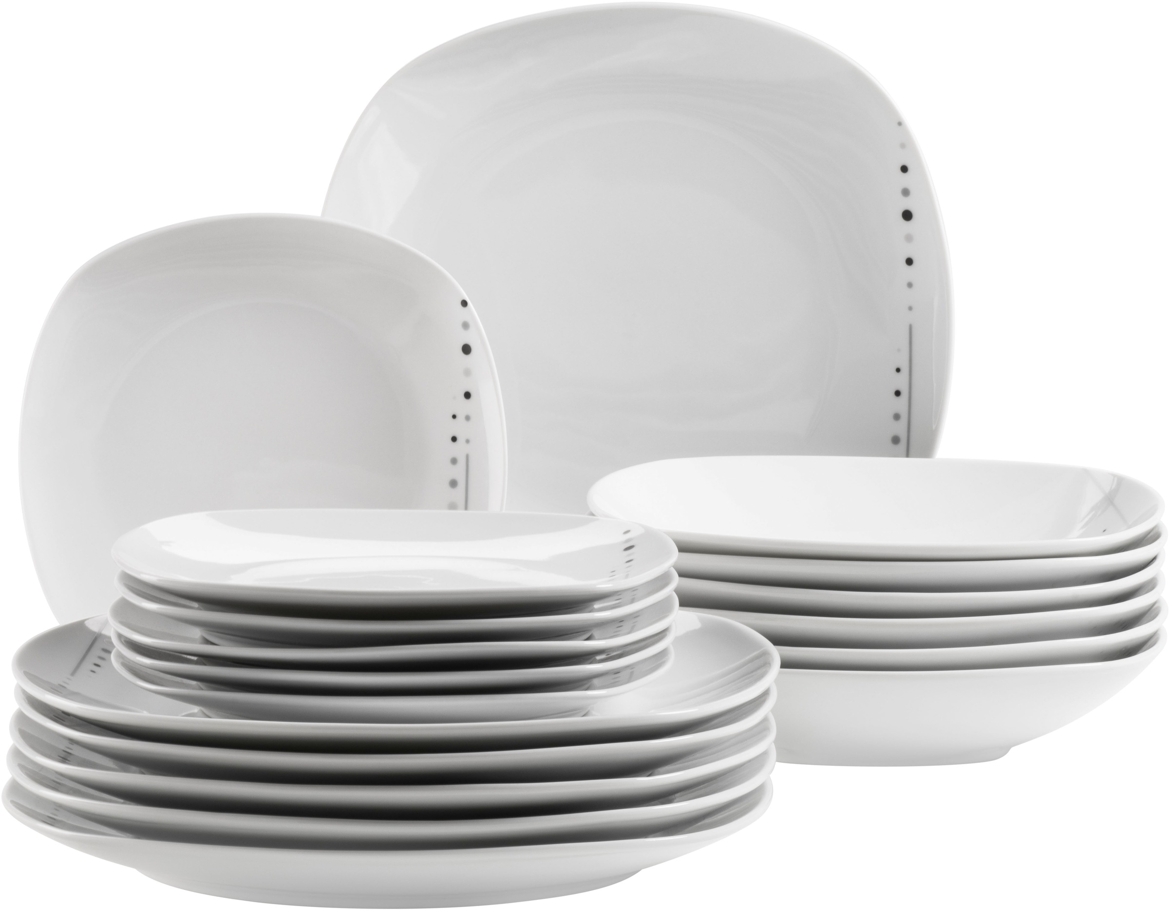 MÄSER Teller-Set "FADILLA, Geschirr-Set, Porzellan", 18 Stk.weiß, Geschirr-Sets