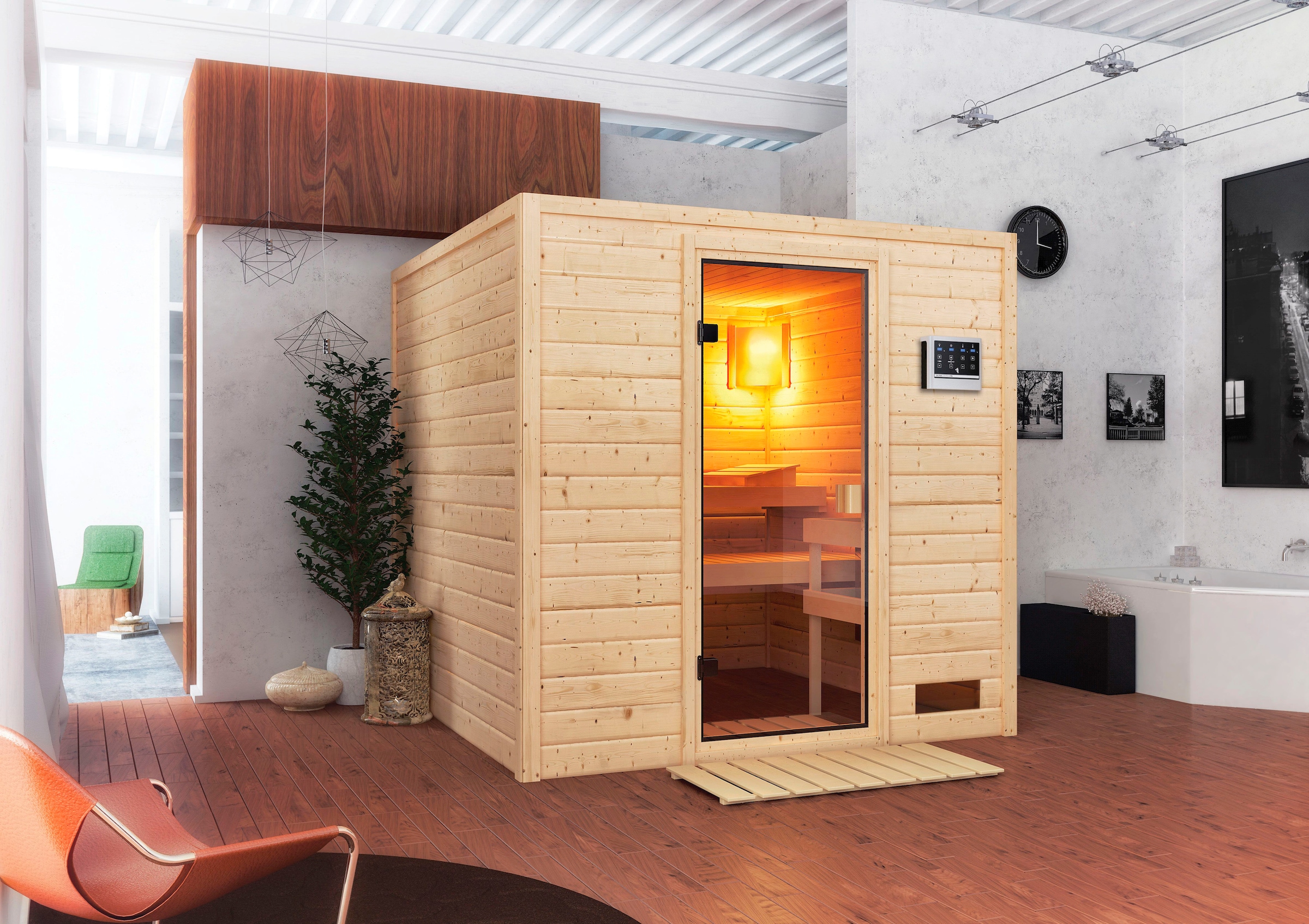 welltime Sauna »Jacky«, 4,5-kW-Bio-Ofen mit ext. Steuerung