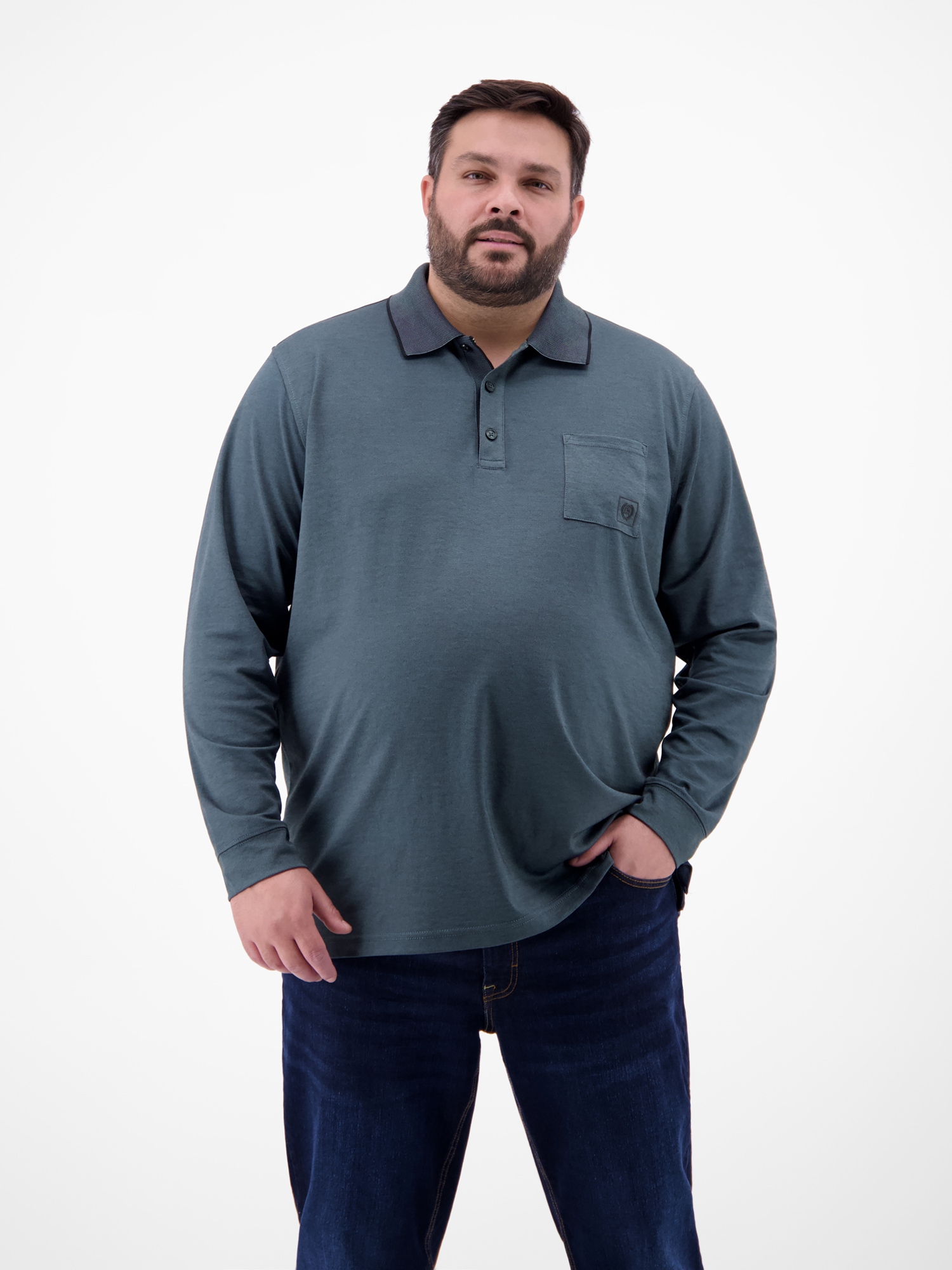 LERROS Poloshirt "Langarm Polo mit Brusttasche in Grossen Grössen" günstig online kaufen