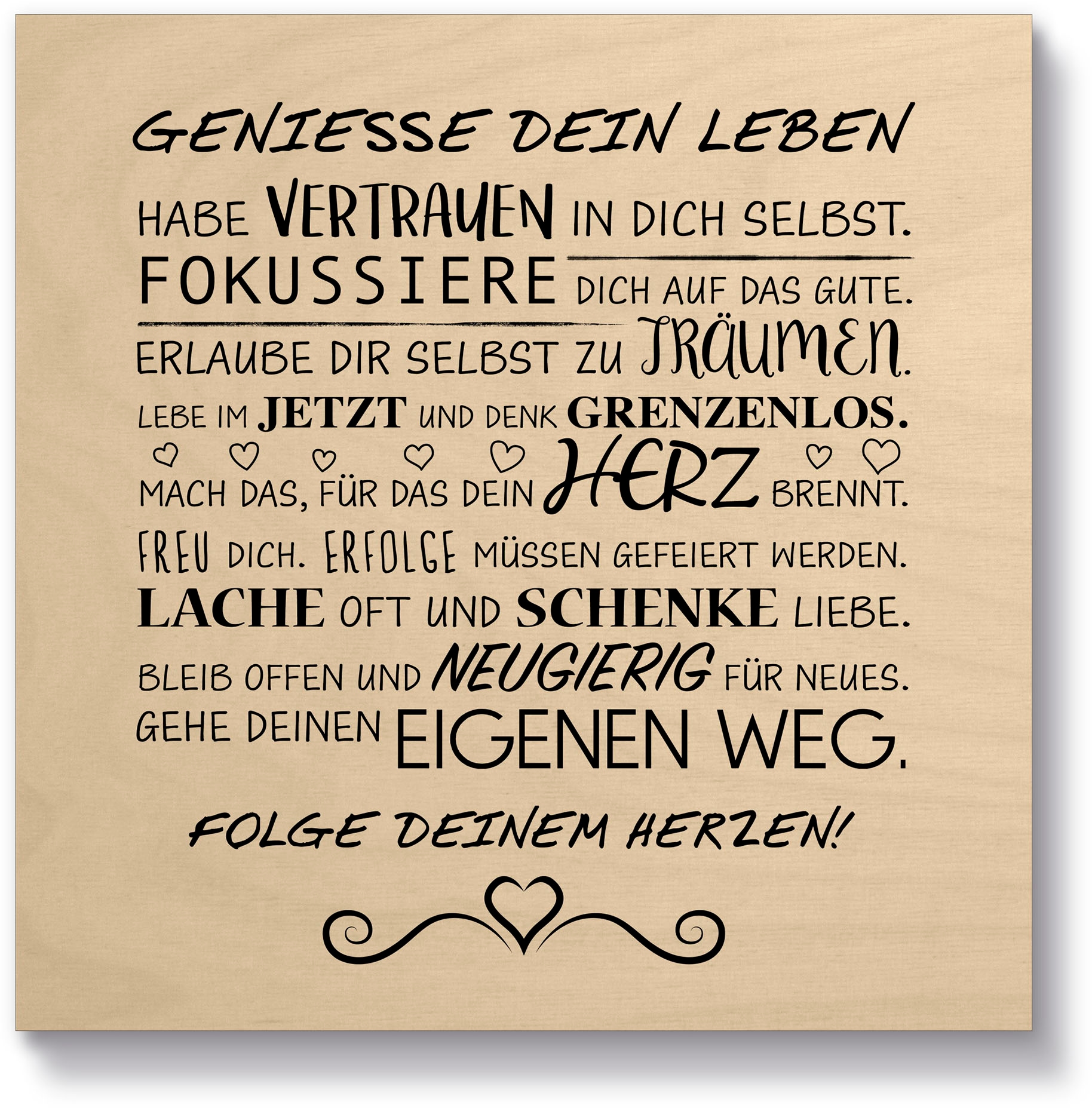 Artland Holzbild »Genieße dein Leben«, Sprüche & Texte, (1 St.)