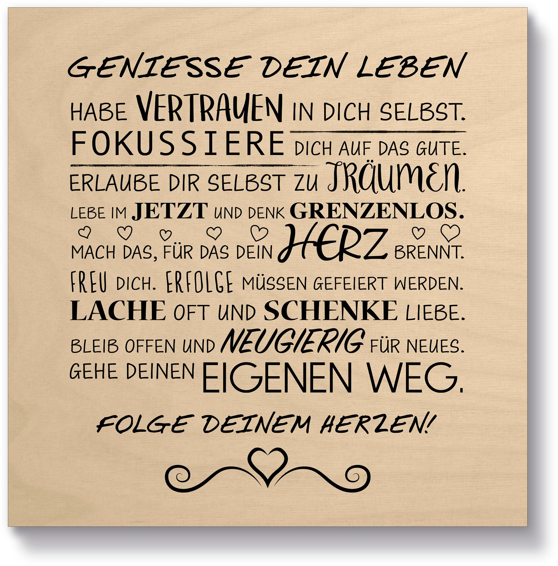 Artland Holzbild "Genieße dein Leben", Sprüche & Texte, (1 St.) günstig online kaufen