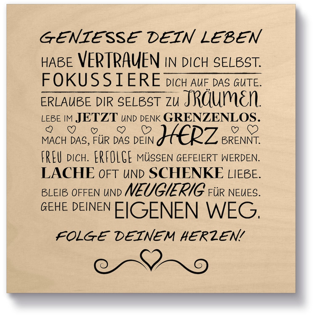 Artland Holzbild »Genieße dein Leben«, Sprüche & Texte, (1 St.)