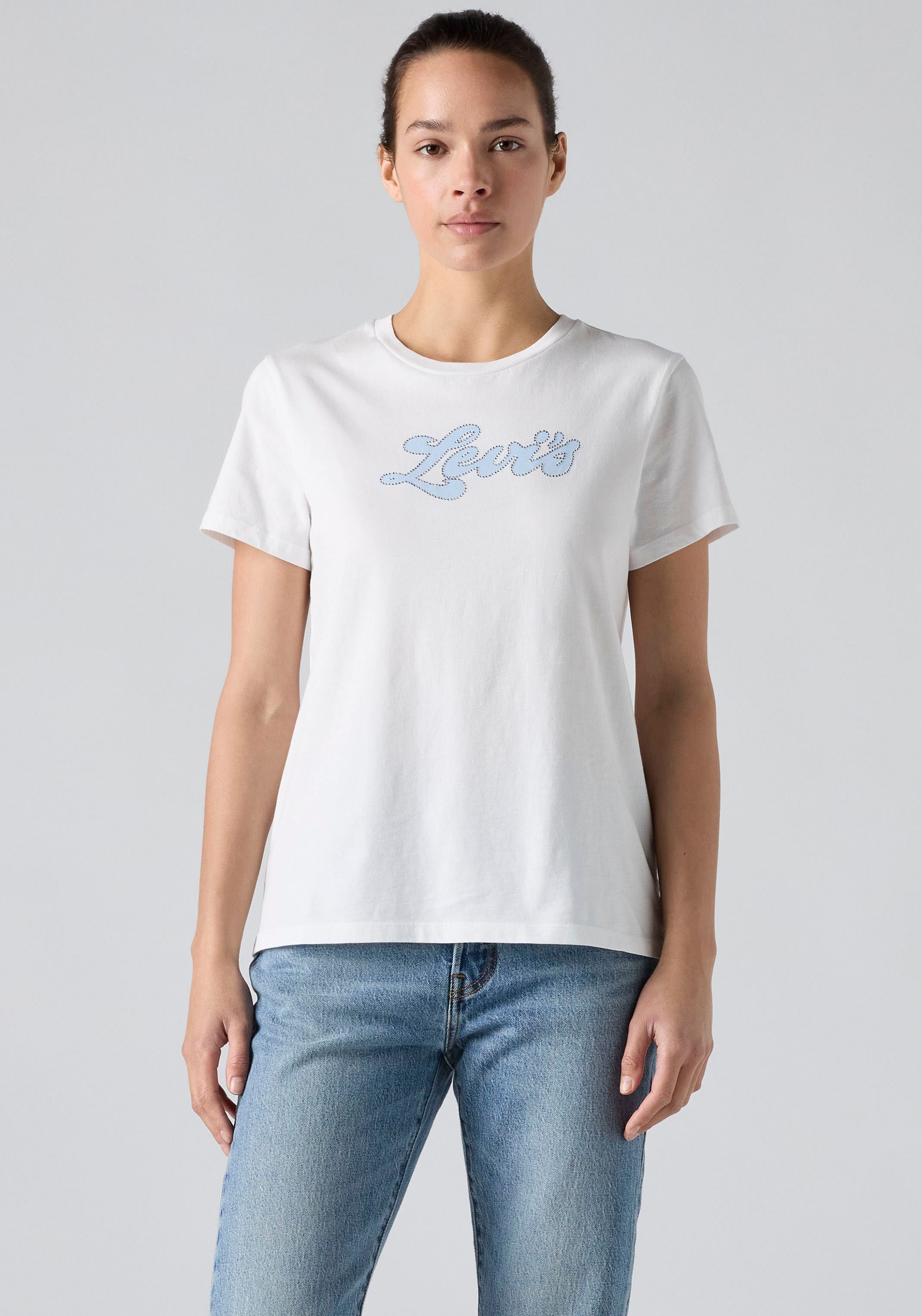 Levis Rundhalsshirt "THE PERFECT TEE" mit Logo im Metallic-Holo Print