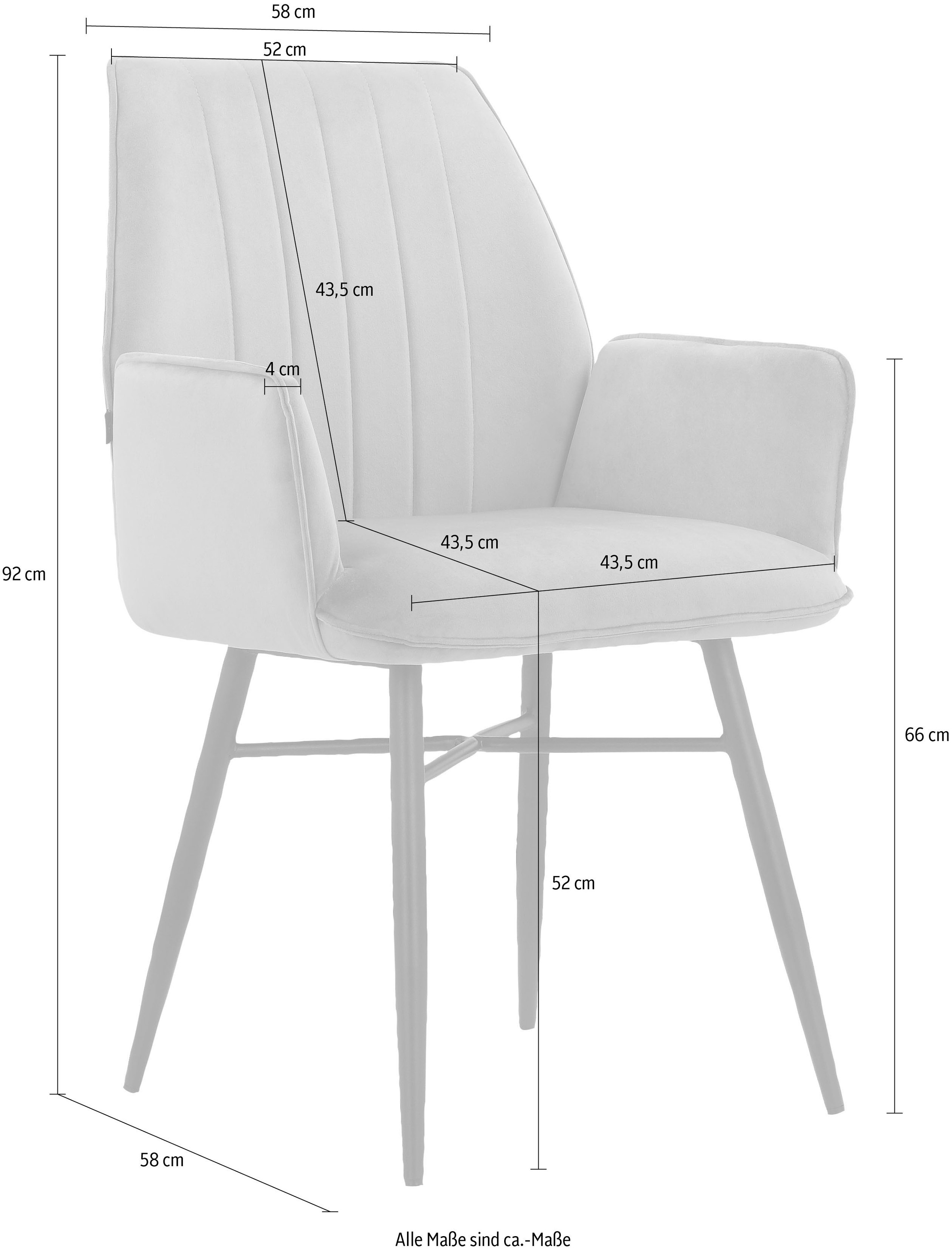 Leonique Esszimmerstuhl »Hrodwyn«, 2 St., Veloursstoff, Sitz gepolstert, mit horizontale Nähten am Rücken, Sitzhöhe 52 cm