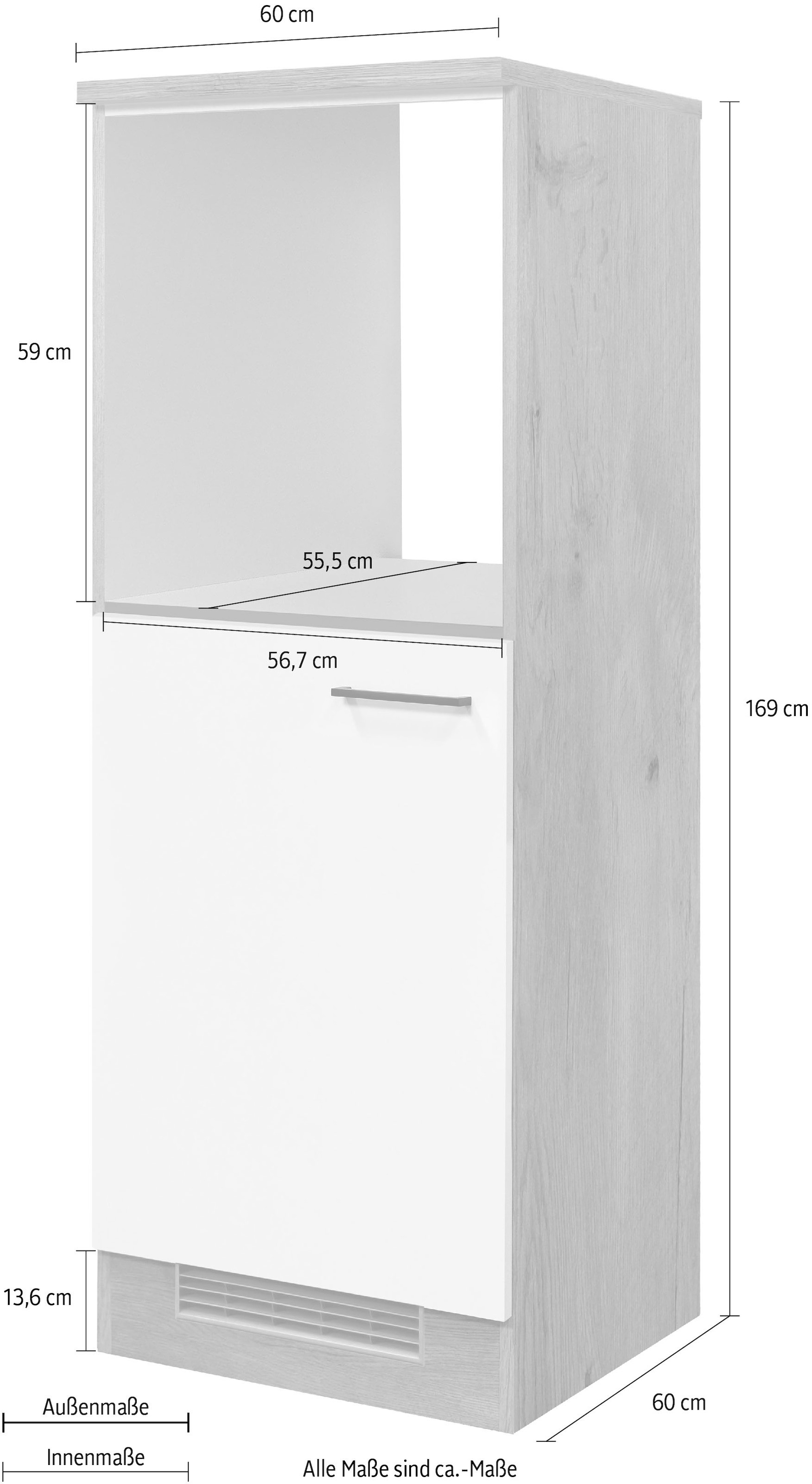 Flex-Well Backofen/Kühlumbauschrank »Vintea«, (B x kaufen x Metallgriffen mit | 168,5 T) 60 BAUR x 60 x cm, H