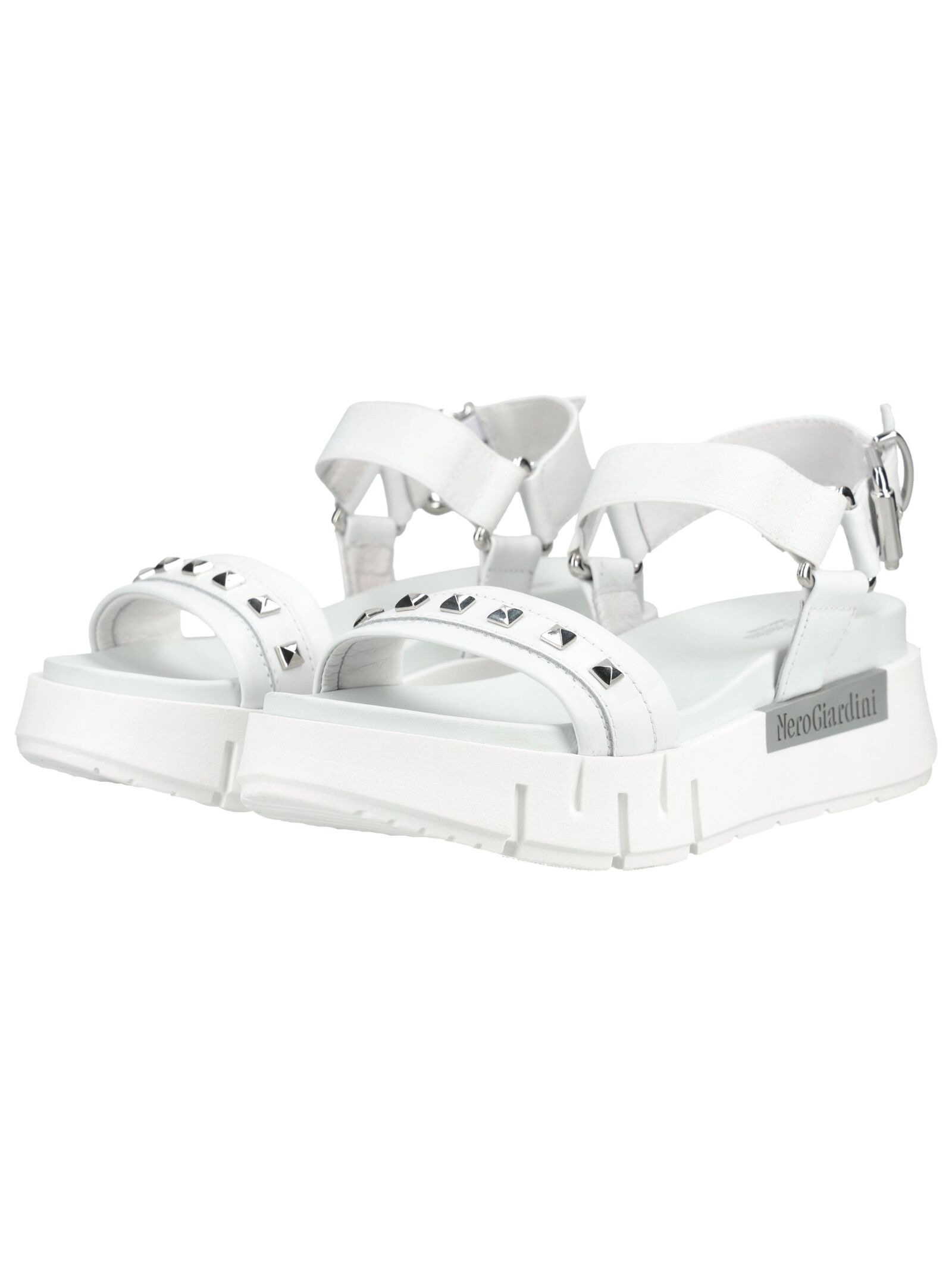 Plateausandaletten NERO GIARDINI "Nero Giardini Sandalen Leder", Damen, Gr. 37, weiß, Leder, Schuhe 3
