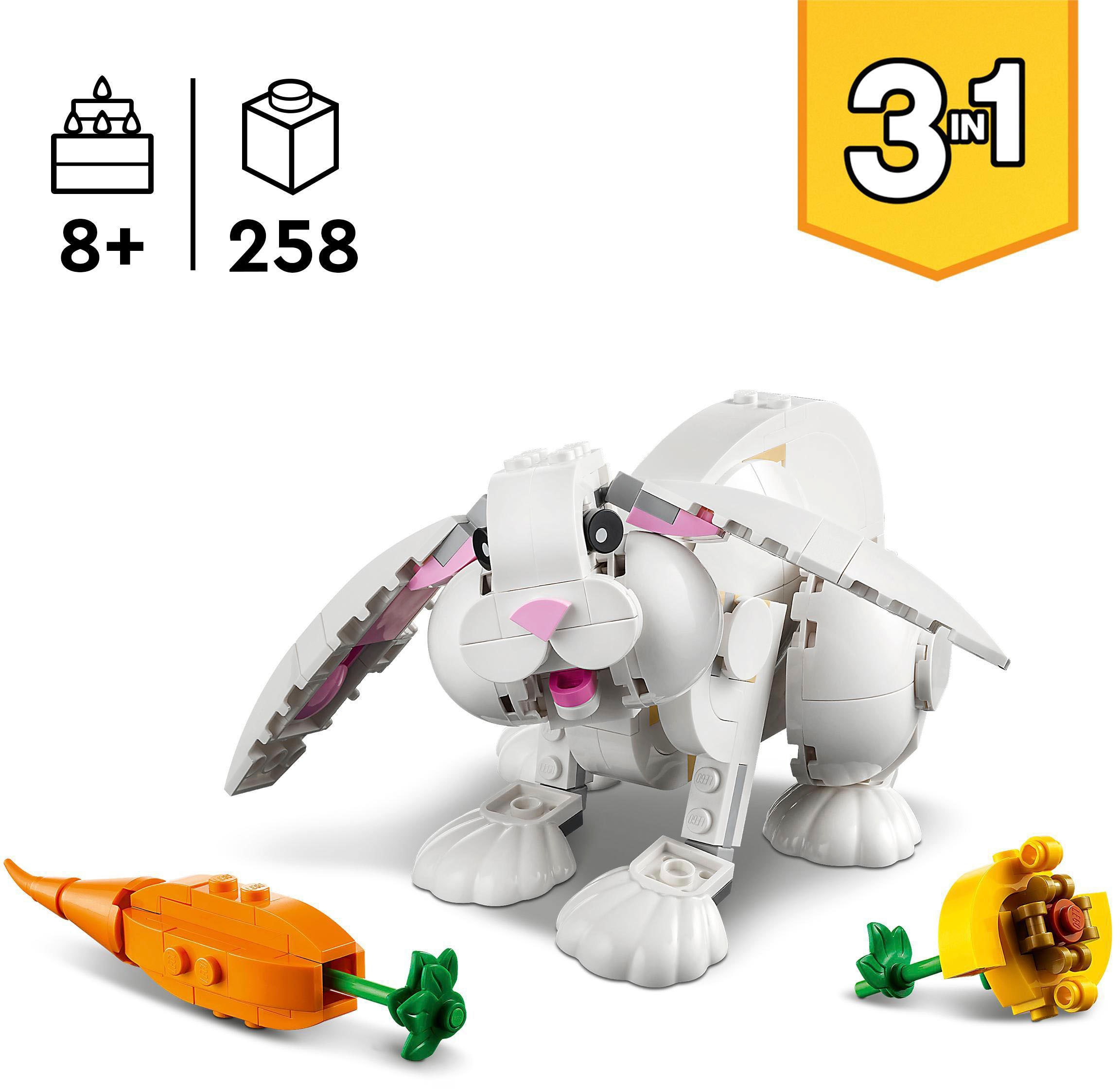 LEGO® Konstruktionsspielsteine »Weißer Hase (31133), LEGO® Creator 3in1«, (258 St.), Made in Europe