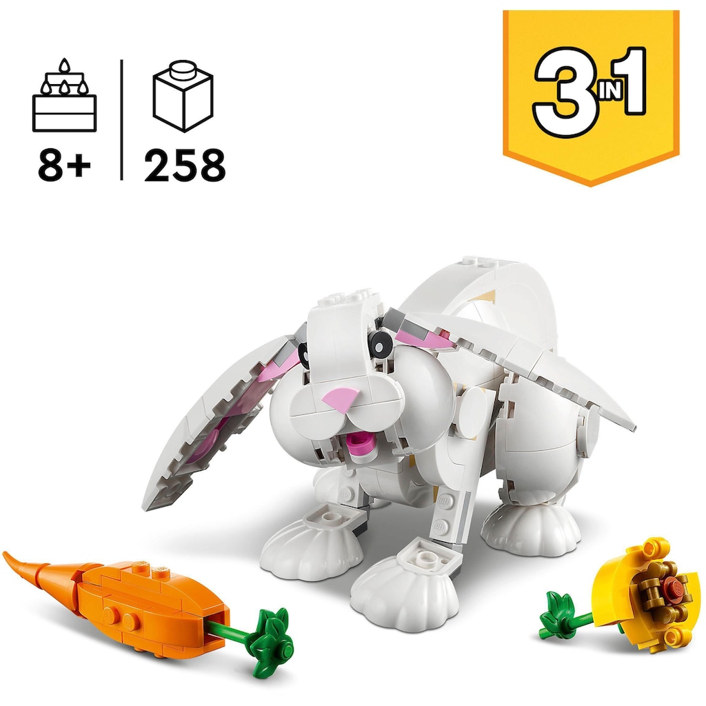 LEGO® Konstruktionsspielsteine »Weißer Hase (31133), LEGO® Creator 3in1«, (258 St.)