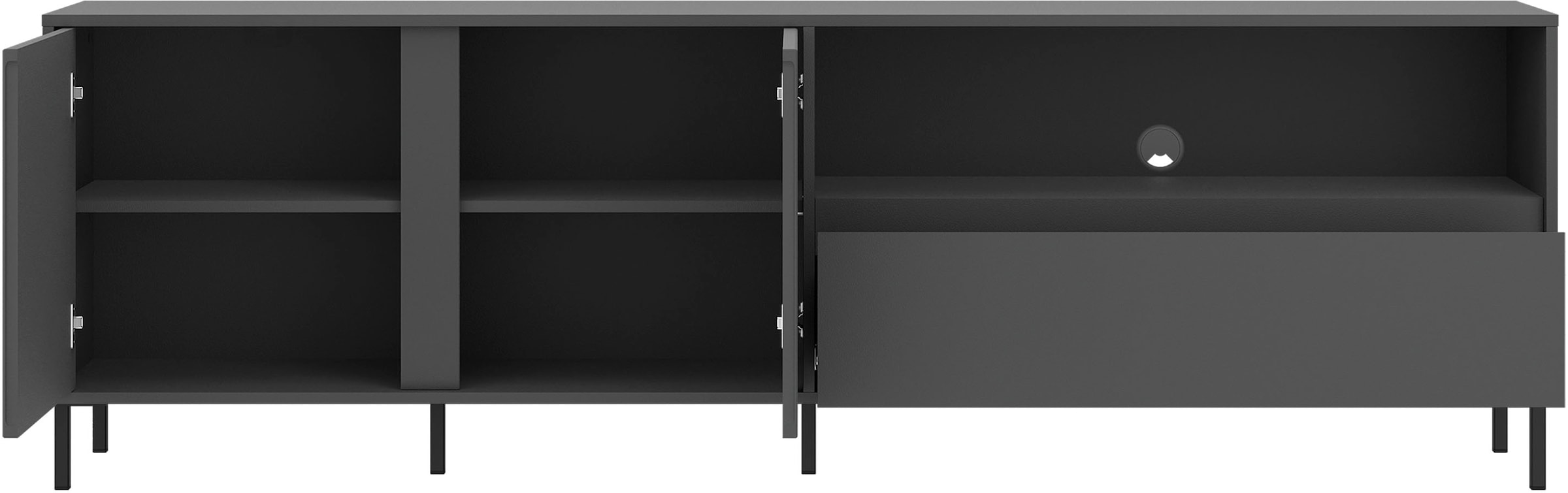 Home affaire Lowboard »AVENALE« Lowboard mit Metallfüßen, Breite 208 cm, Fronten geriffelt