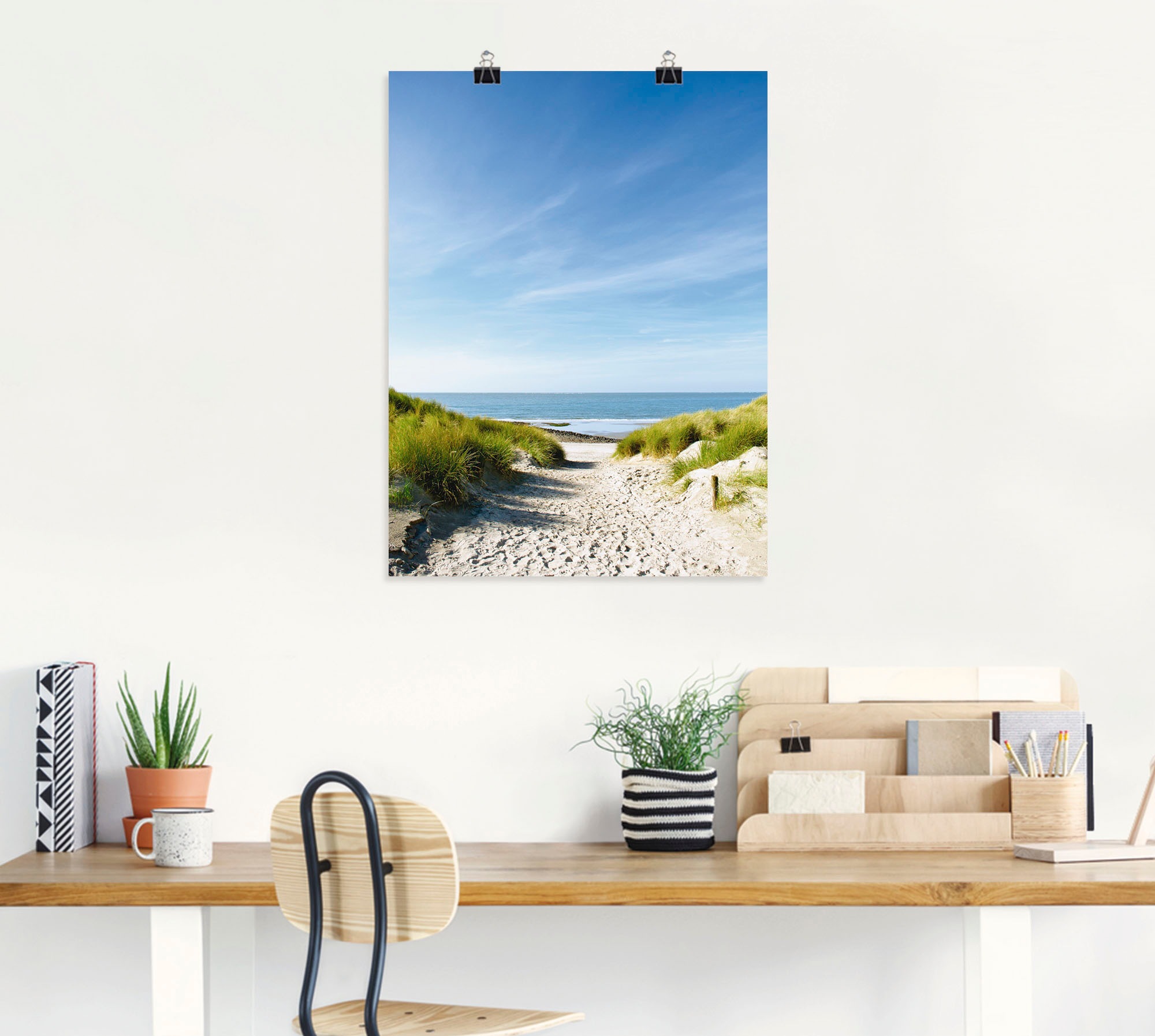 Artland Wandbild »Strand mit Sanddünen und Weg zur See«, Strand, (1 St.), als Alubild, Outdoorbild, Leinwandbild, Poster, Wandaufkleber