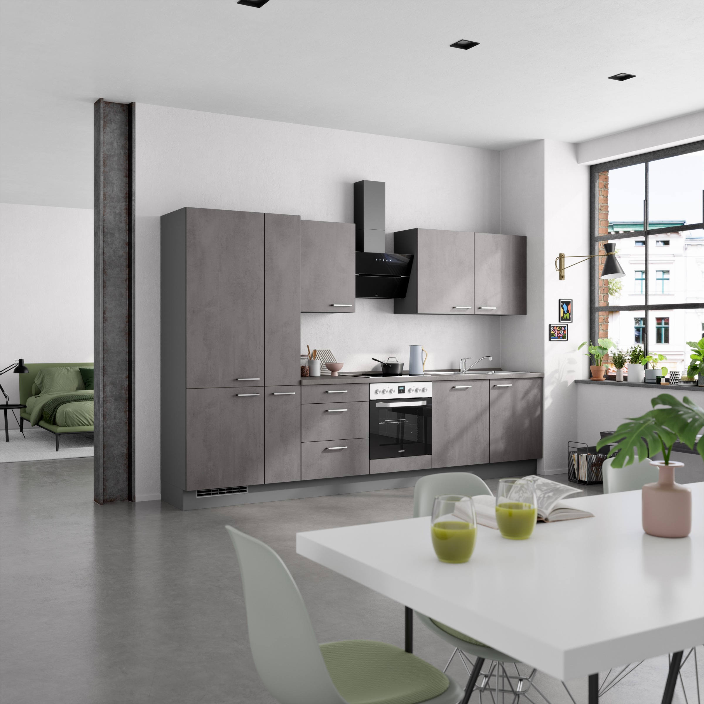 nobilia® Küchenzeile »"Riva II"«, vormontiert, Ausrichtung wählbar, Breite 330 cm, wahlw. mit E-Geräten