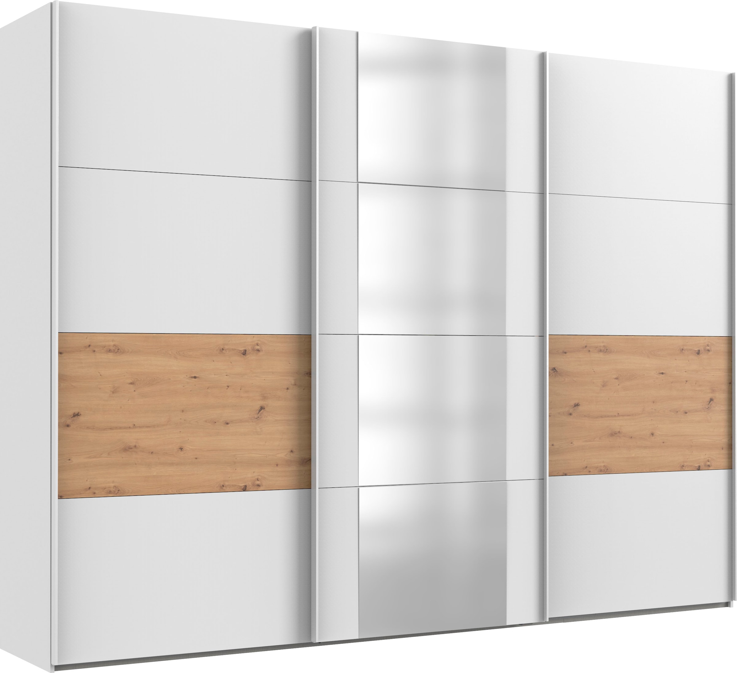Wimex Schwebetürenschrank "Barmbek Schlafzimmerschrank Garderobenschrank" Kleiderschrank mit 2 Stoffboxen und 2 zusätzlichen Böden, Spiegeltür