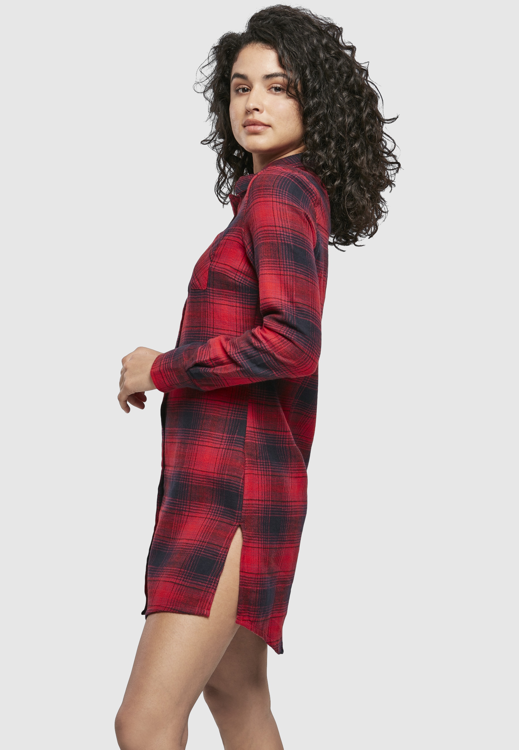 URBAN CLASSICS Shirtkleid »Urban Classics Damen Ladies Check Shirt Dress« 1 Stk. tlg.