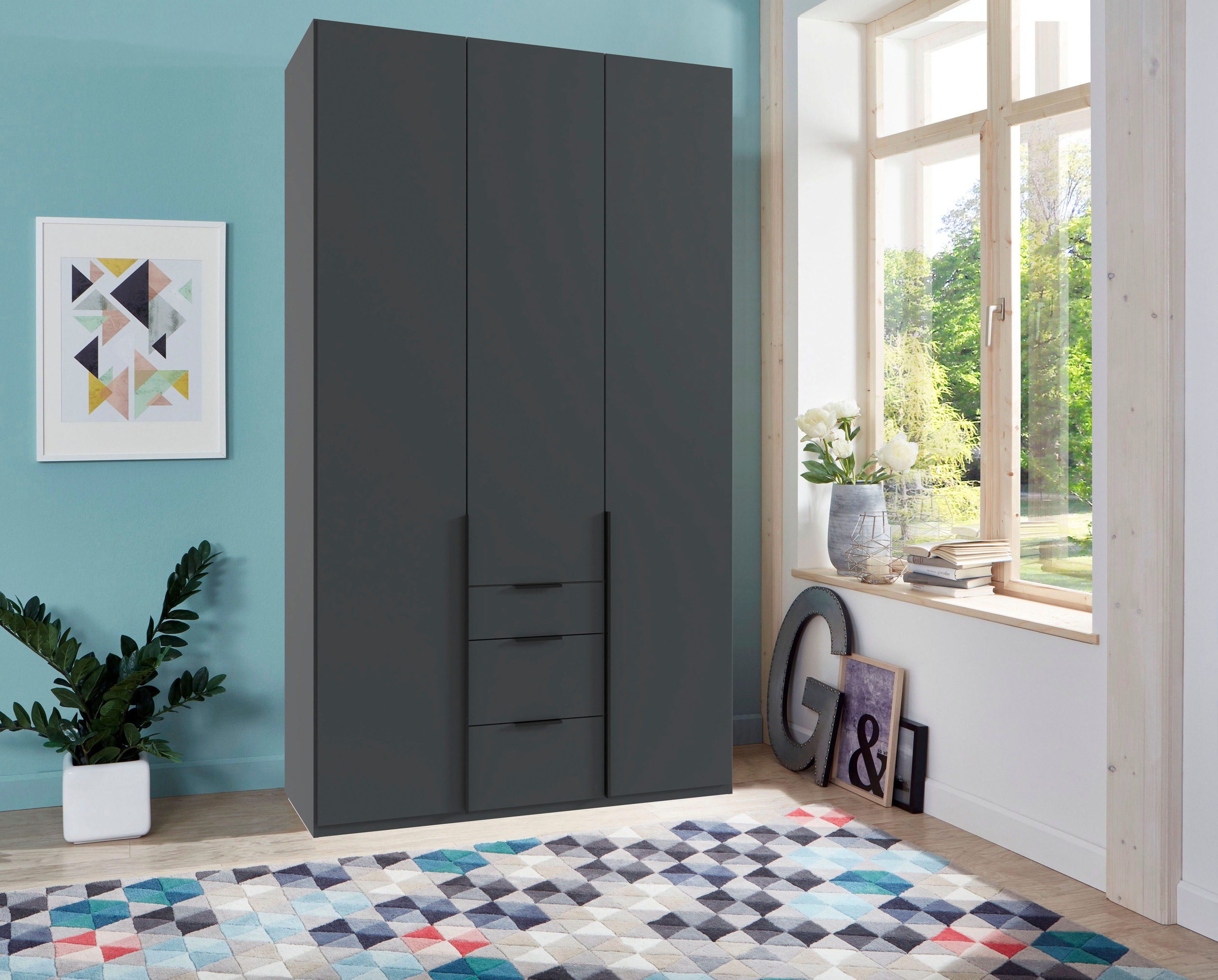 Wimex Drehtürenschrank "Mugano" mit langen oder kurzen Griffen aus Metall, günstig online kaufen