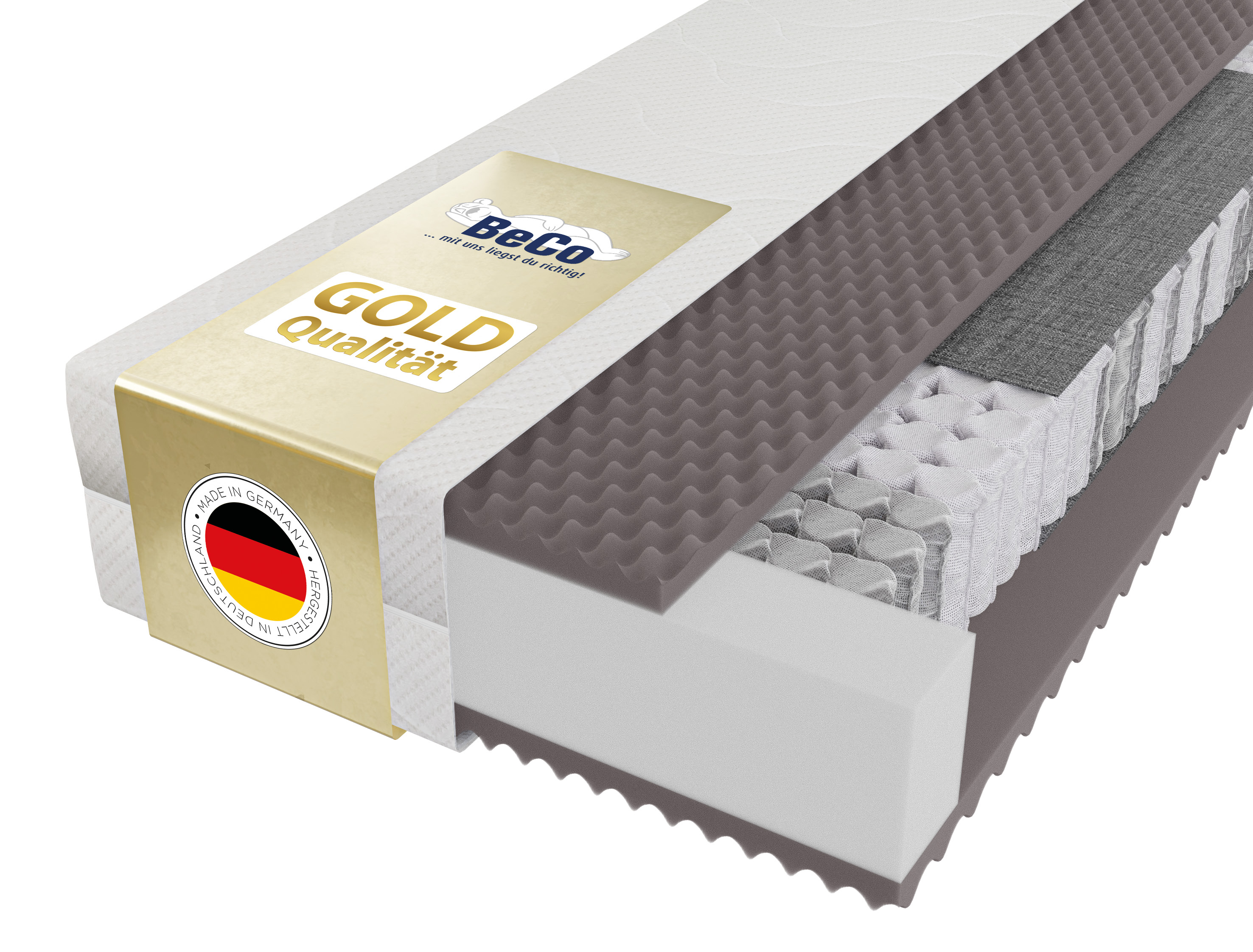 Beco 1100000002199 "5 Sterne TFK – GOLD Luxus-Taschenfederkernmatratze Hotelkomfort" 29 cm hoch 500 Federn 1 Stk. tlg. Wendematratze, gleichfeste Seiten, Premiumhöhe, auch in 140x200