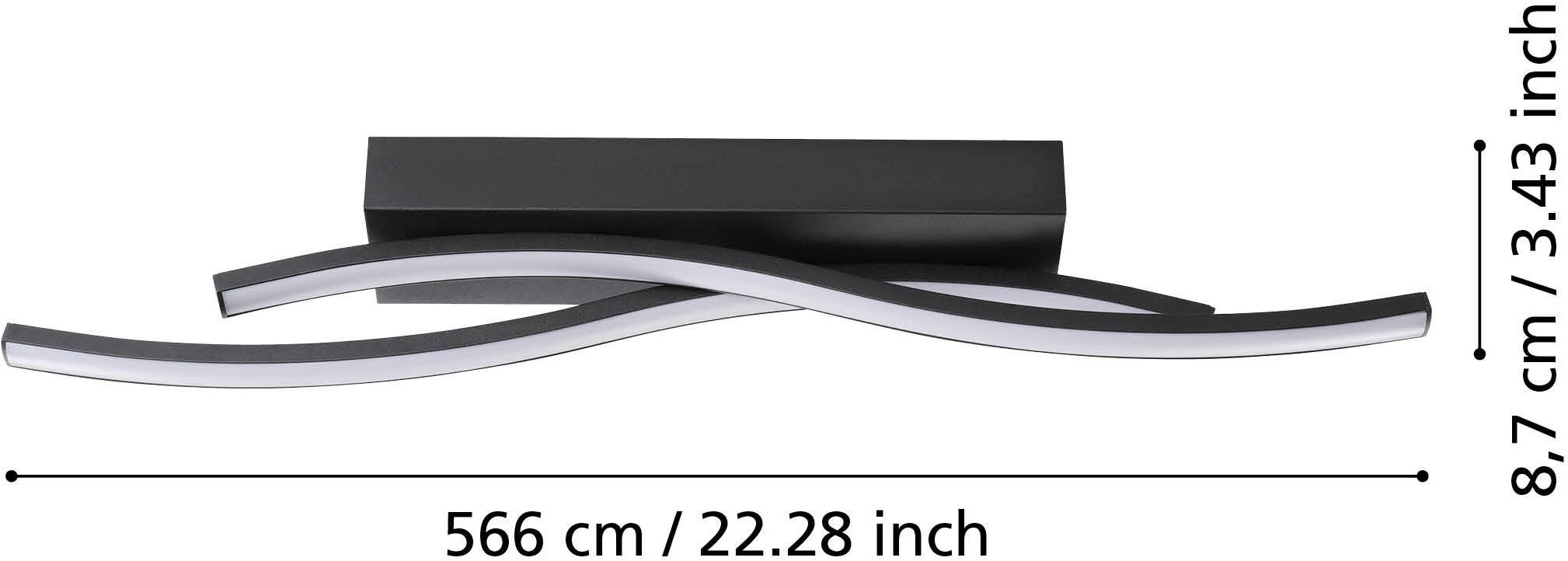 EGLO LED Deckenleuchte »LED Deckenlampe Viloria, geschwungene Deckenlampe, 56,5 cm« LED-Modul 1 Stk. Warmweiß aus Stahl und Kunststoff, Deckenlampe, Flurlampe