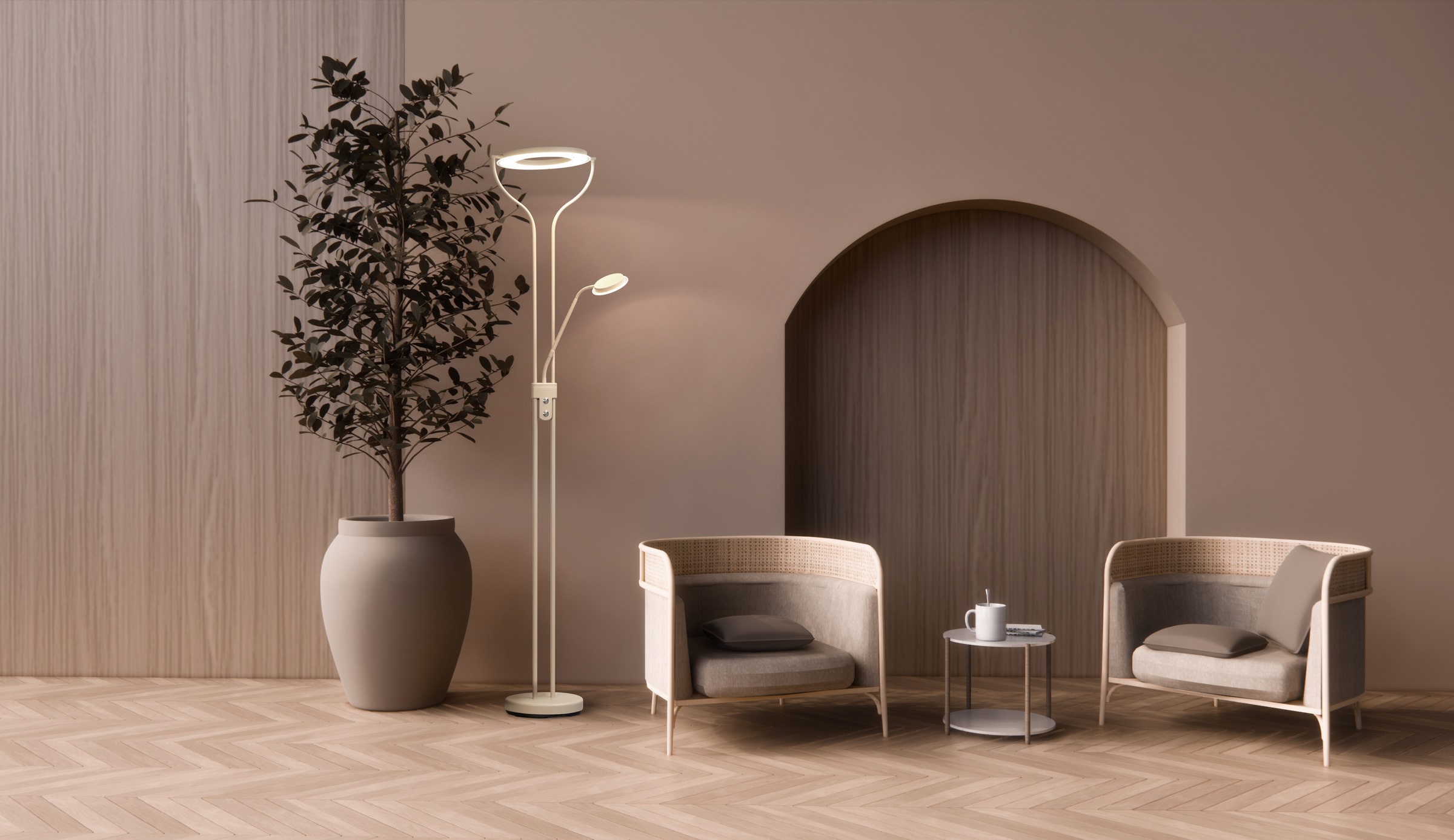 FISCHER & HONSEL Stehlampe »Davos« LED-Board 1 Stk. Farbtemperatur in 3 Stufen einstellbar