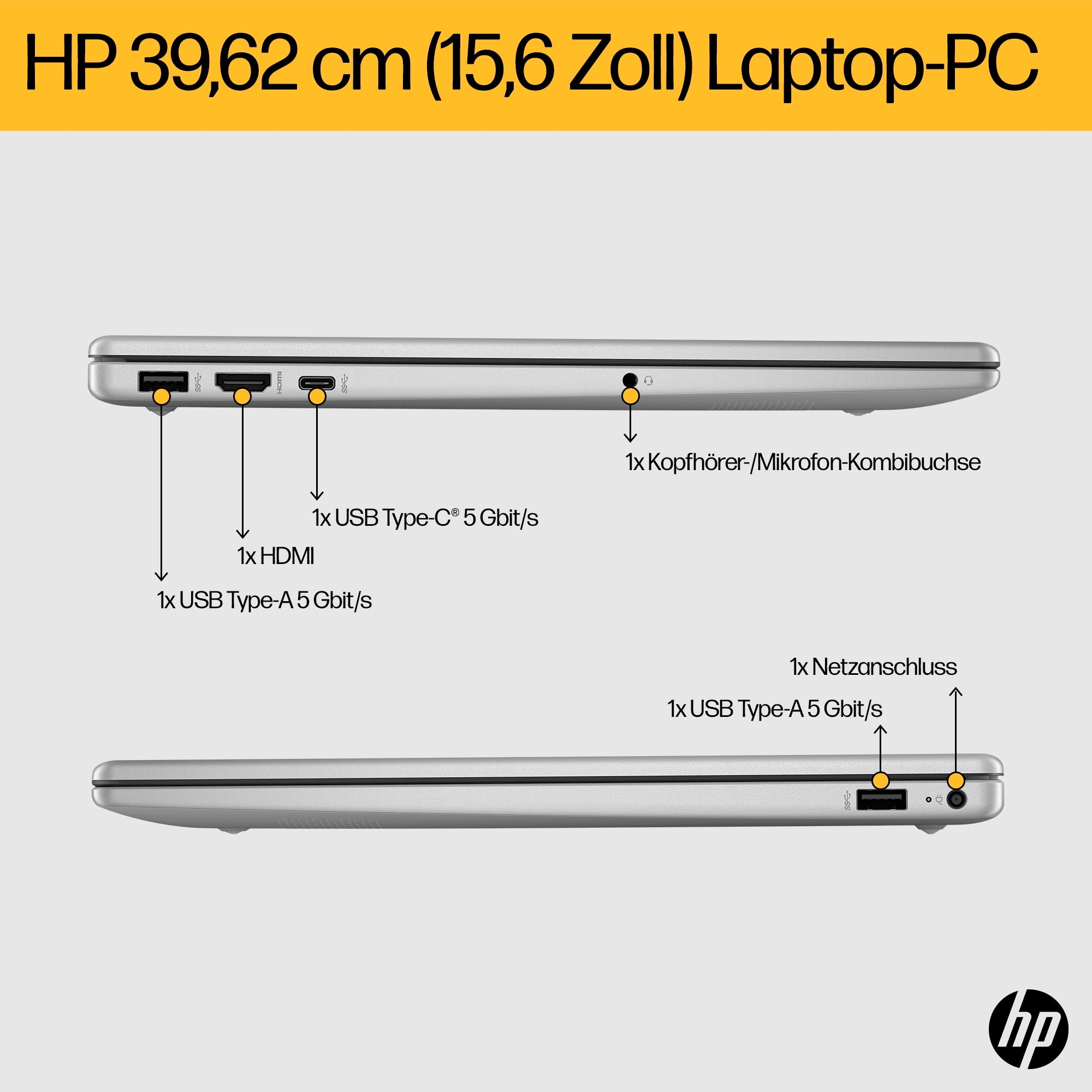 HP Notebook »15-fc0250ng«, 39,6 cm, / 15,6 Zoll, AMD, Ryzen 5, Radeon Graphics, 512 GB SSD