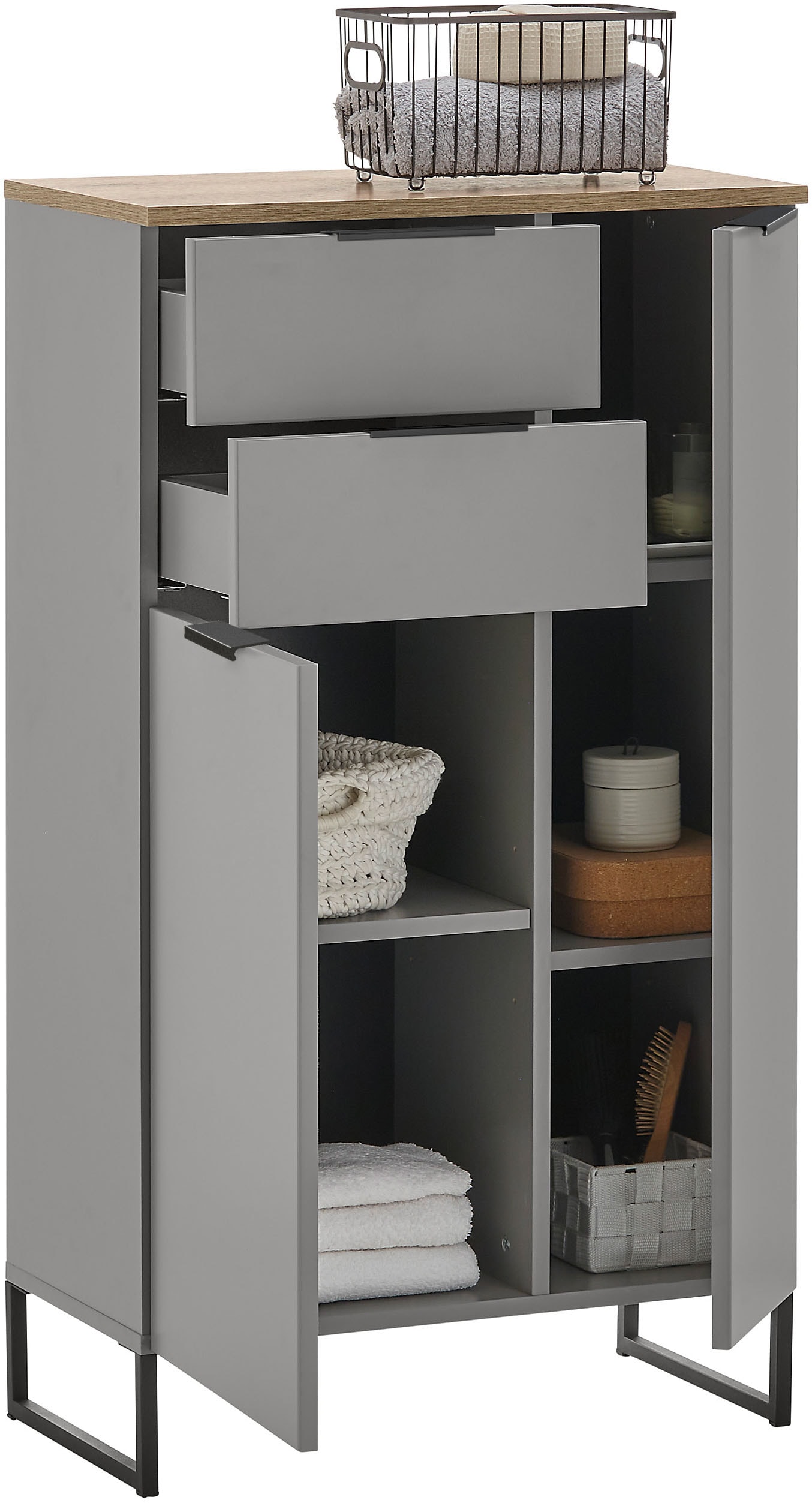 BASIC by Balculina Midischrank »Denver Midischrank, Badezimmerschrank BxHxT 60x106x32«, (1 St.), Breite 60 cm, Tür L/R montierbar, Softclose