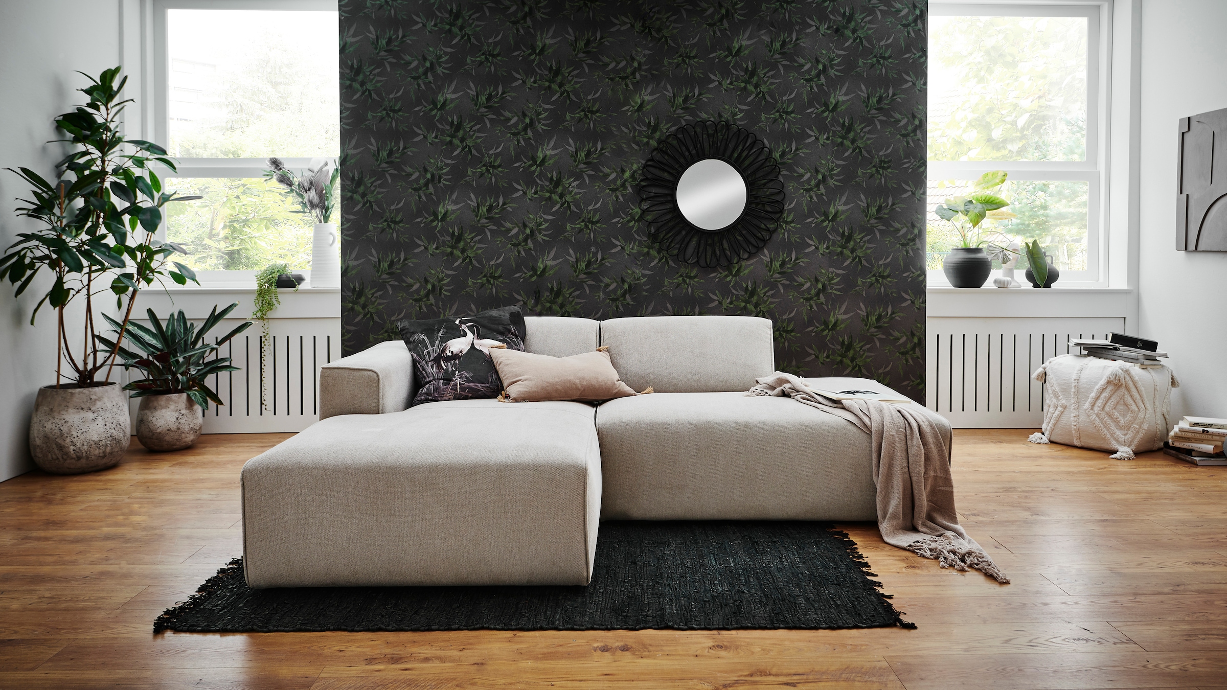 andas Ecksofa »Noord«, mit Kedernaht, Breite 227 cm, Cord, Struktur