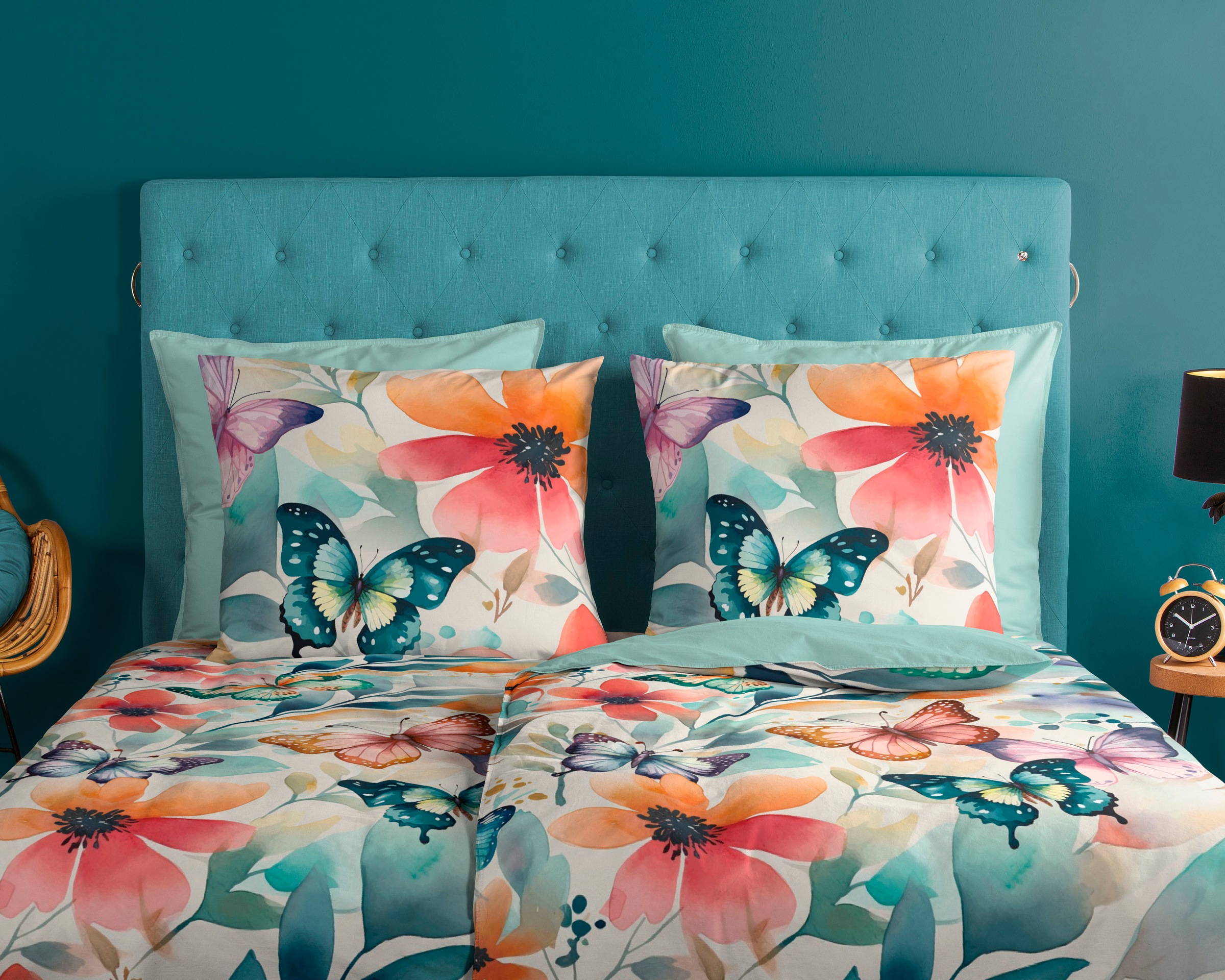 good morning Wendebettwäsche »Vallee«, 100% Baumwolle, 135x200, Reißverschluss, Wendeoptik, Blumen, Bunt